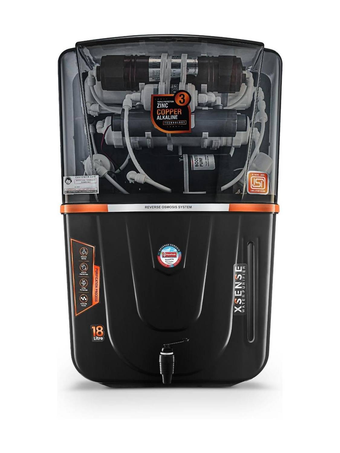 Aqua Fresh Smoke Audi | Needs no service for 2 years | Unconditional Warranty 18 L RO + UV + Copper + Alkaline + Minerals Water Purifier