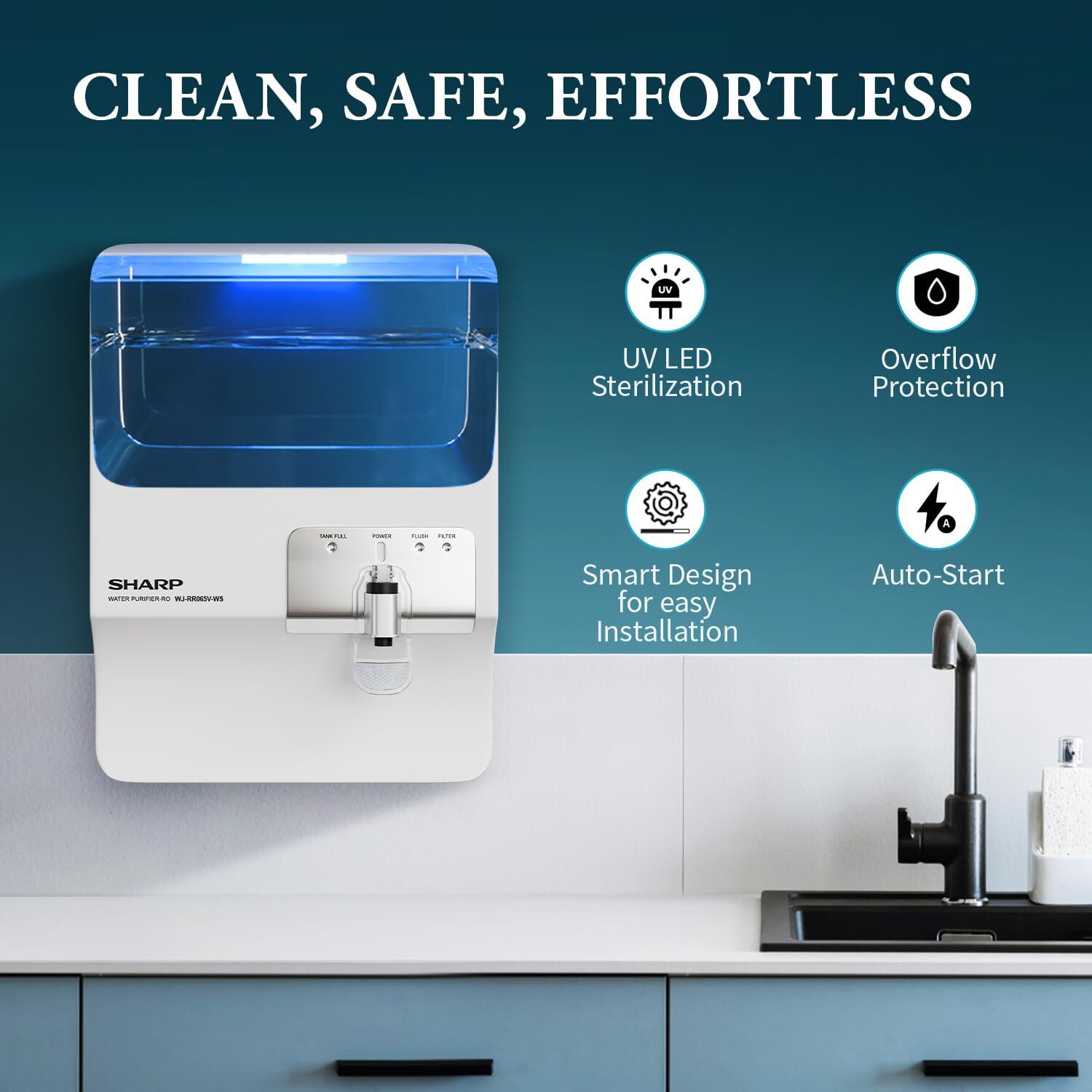 Image of Sharp WJ-RR065V-WS 7 L RO + UV + Silver + TDS Control Water Purifier