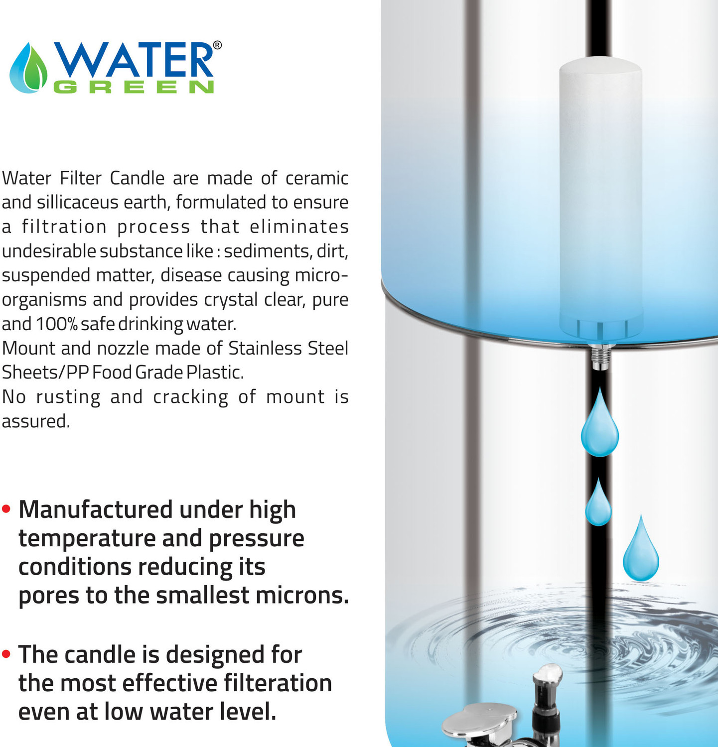 Image of WATER GREEN Stainless Steel 18 L Gravity Based Water Purifier