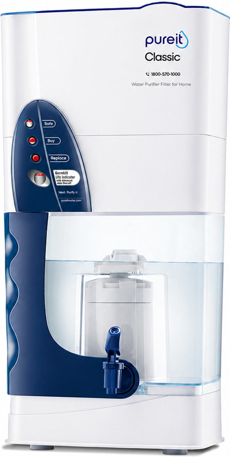 Image of Pureit Classic 23 L Gravity Based Water Purifier | Activated Carbon Filtration | No Electricity Required | Multi-Stage Purification: Uses programmed Germ Kill technology