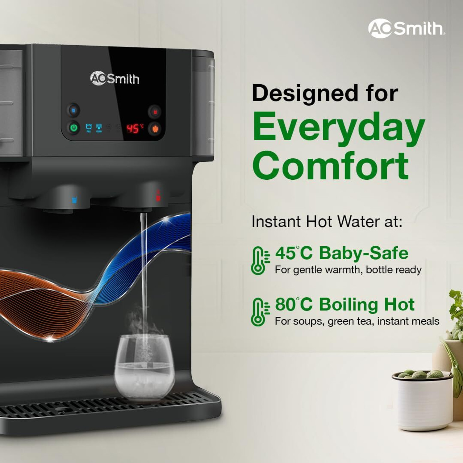 Image of AO Smith Z10 10 L RO + Minerals Water Purifier | Hot & Ambient Water | Copper + Alkaline Water | 9000L Water Saving | Baby Safe