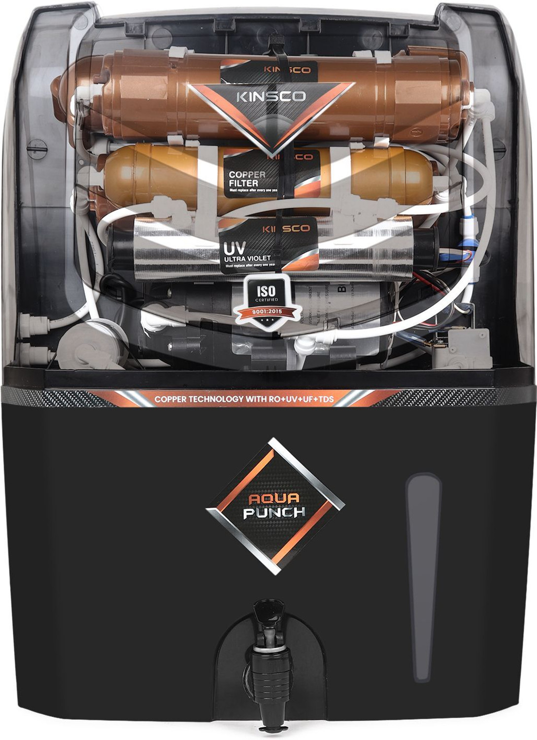 Image of Kinsco Aqua Punch | Needs No service For 2 Years 15 L RO + UV + UF + Copper + Minerals Water Purifier