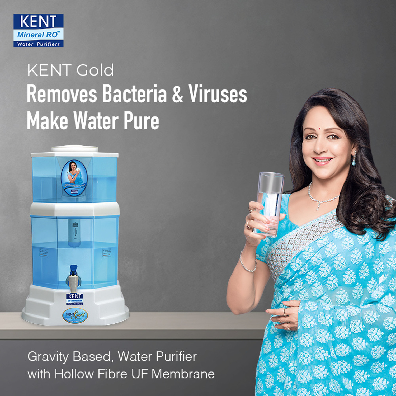 Image of KENT Gold 20 L Gravity Based + UF Water Purifier Water Purifier | UF Technology Based | Non-Electric & Chemical Free | Counter Top | 20L Storage |