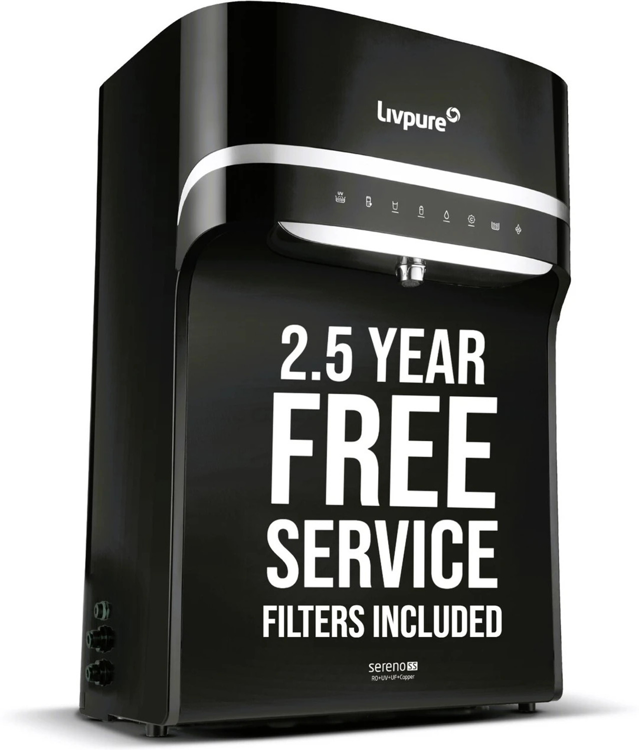 Image of LIVPURE Sereno-SS Water Purifier | RO+UV+UF+Copper+Mineral | 2.5 Year No Service 5.5 L RO + UV + UF + Copper + Minerals Water Purifier