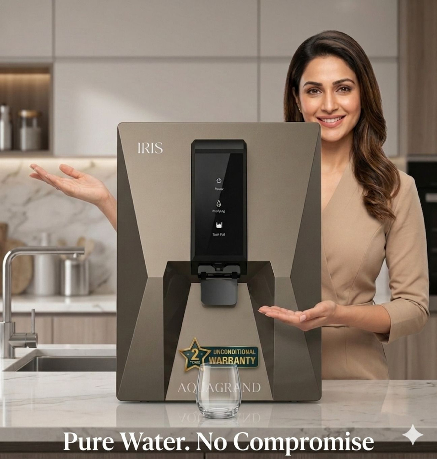 Image of Aquagrand IRIS NEBULA RO Water Purifier| (ISI,BIS Certified) 2 Years Warranty 9 L RO + UV + UF + TDS Control Water Purifier