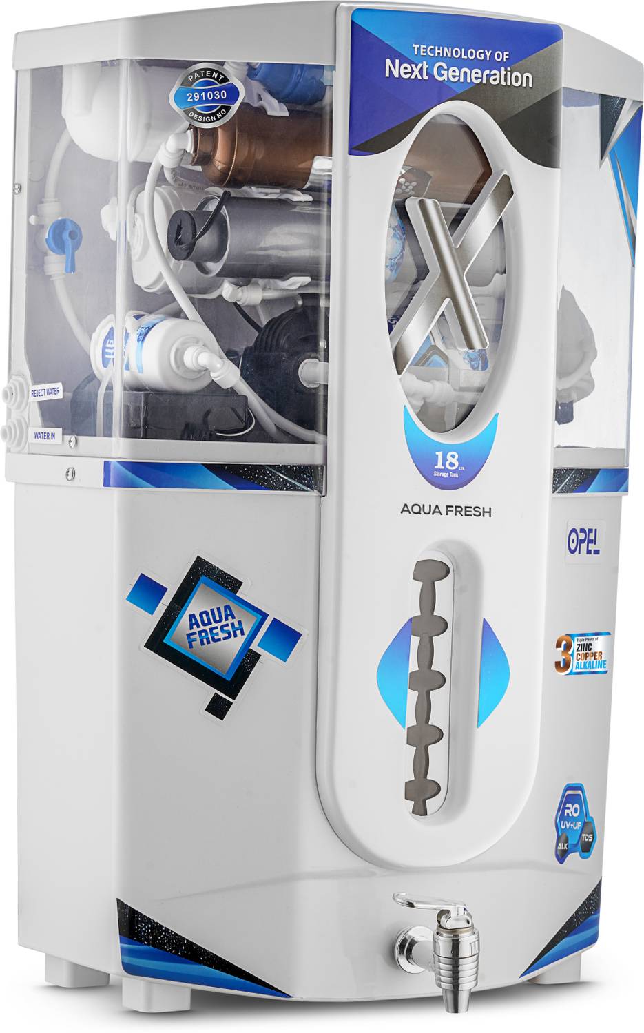 Aqua Fresh Opel copper Needs no service for 4 years Unconditional Warranty 18 L RO + UV + Copper + Alkaline + Minerals Water Purifier 2
