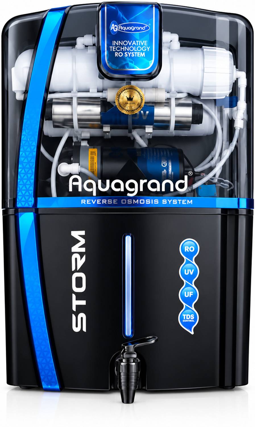Aquagrand Storm Half transparent Model Advanced Technology 12 L RO + UV + UF + Minerals + TDS Control Water Purifier