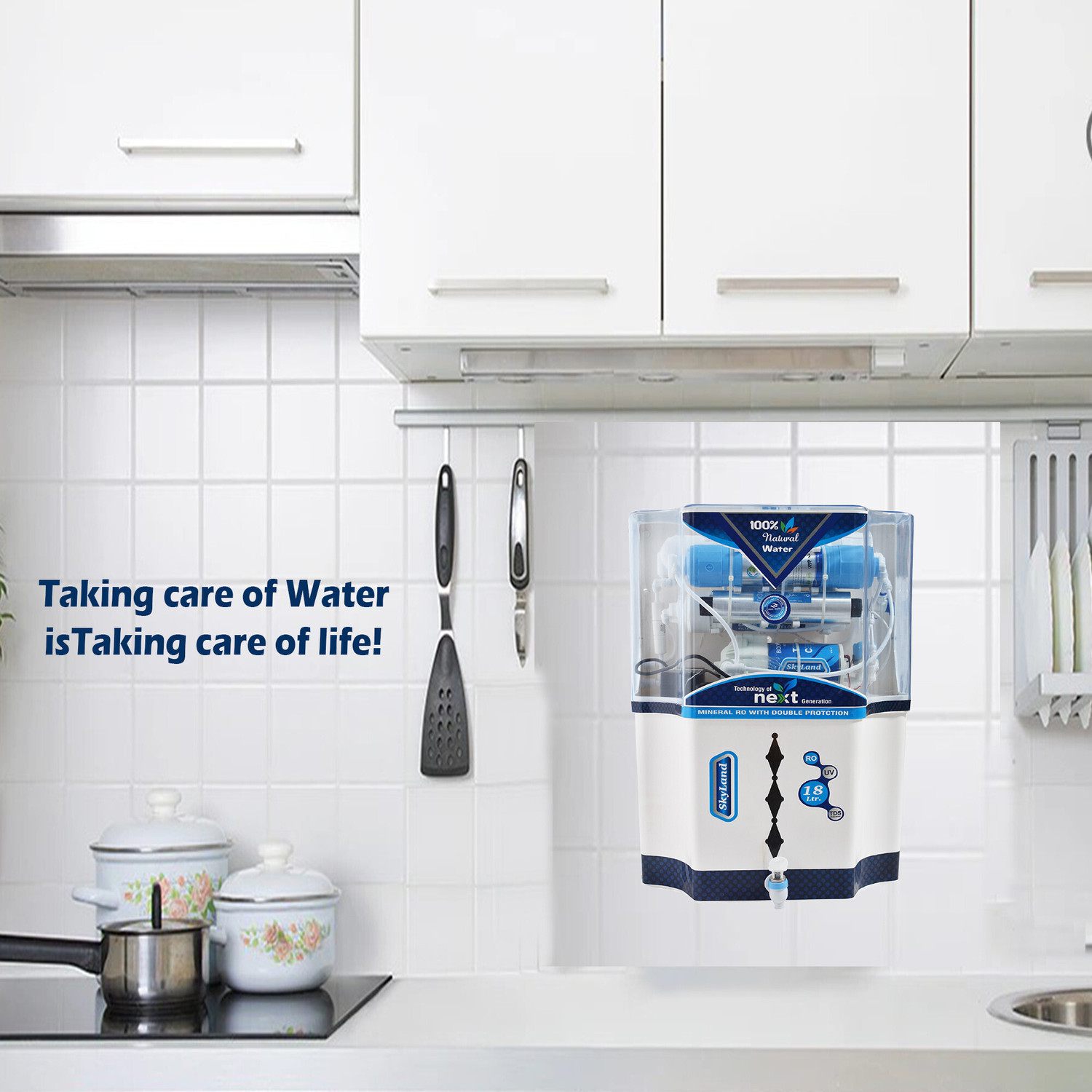 Image of Aquagrand SKYLAND NATURAL ALKALINE VITAMIN 18 L RO + UV + UF + Alkaline + TDS Control Water Purifier