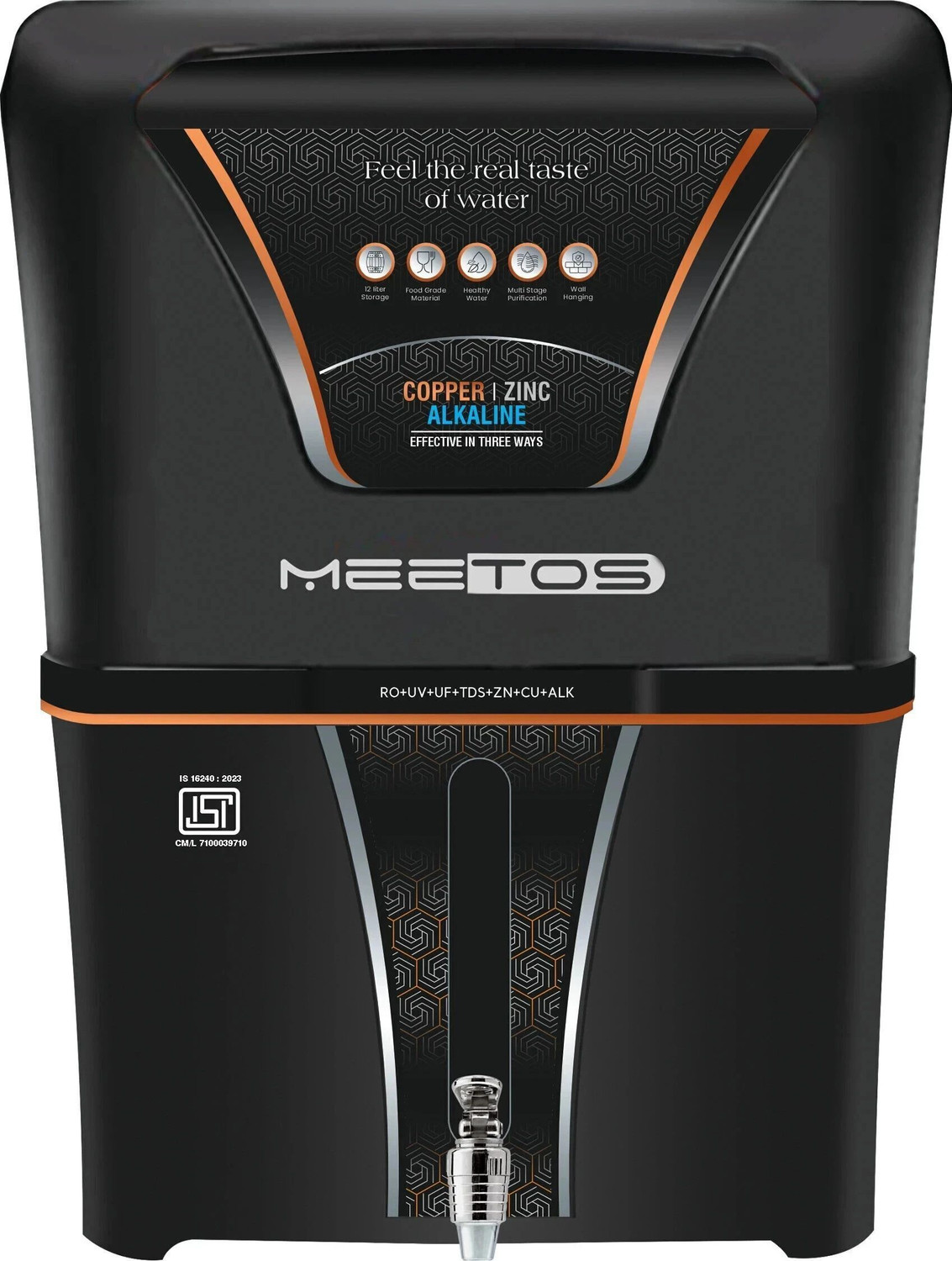 Image of MEETOS 4 in 1 Copper RO Water Purifier with 10 Stage Purification Filtration 12 L RO + UV + UF + Alkaline Water Purifier