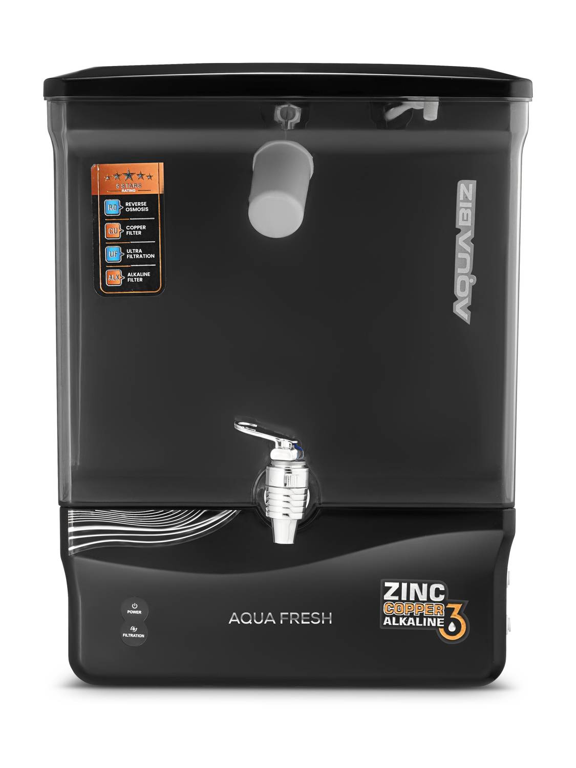 Aqua Fresh BIZ BLACK TPT 10 L RO + UV + UF + Copper + TDS Control Water Purifier with Prefilter