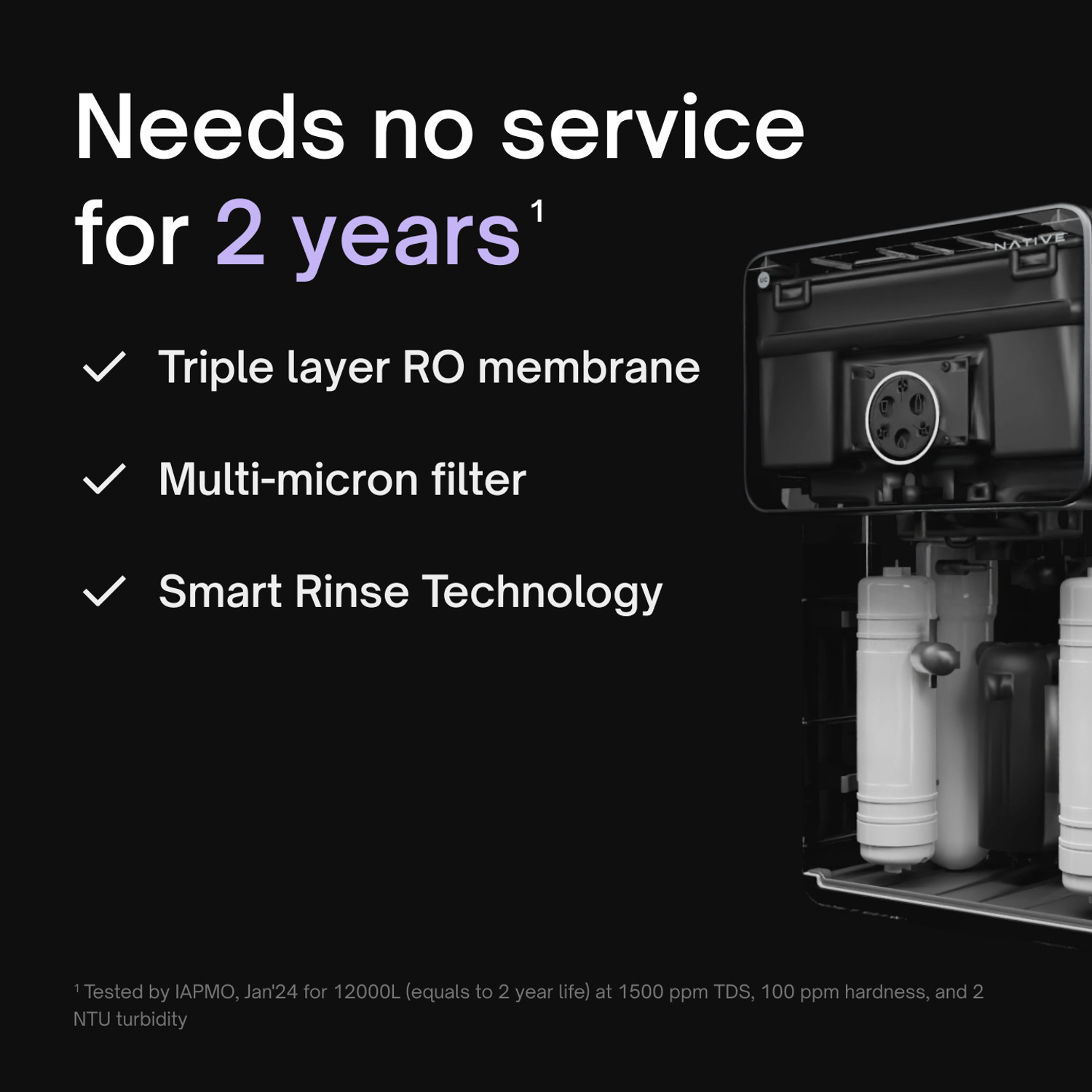 Image of NATIVE By Urban Company M1 Copper | Needs no service for 2 years | 10-stage Purifier 8 L RO + UV + UF + TDS + ALK + Copper Water Purifier