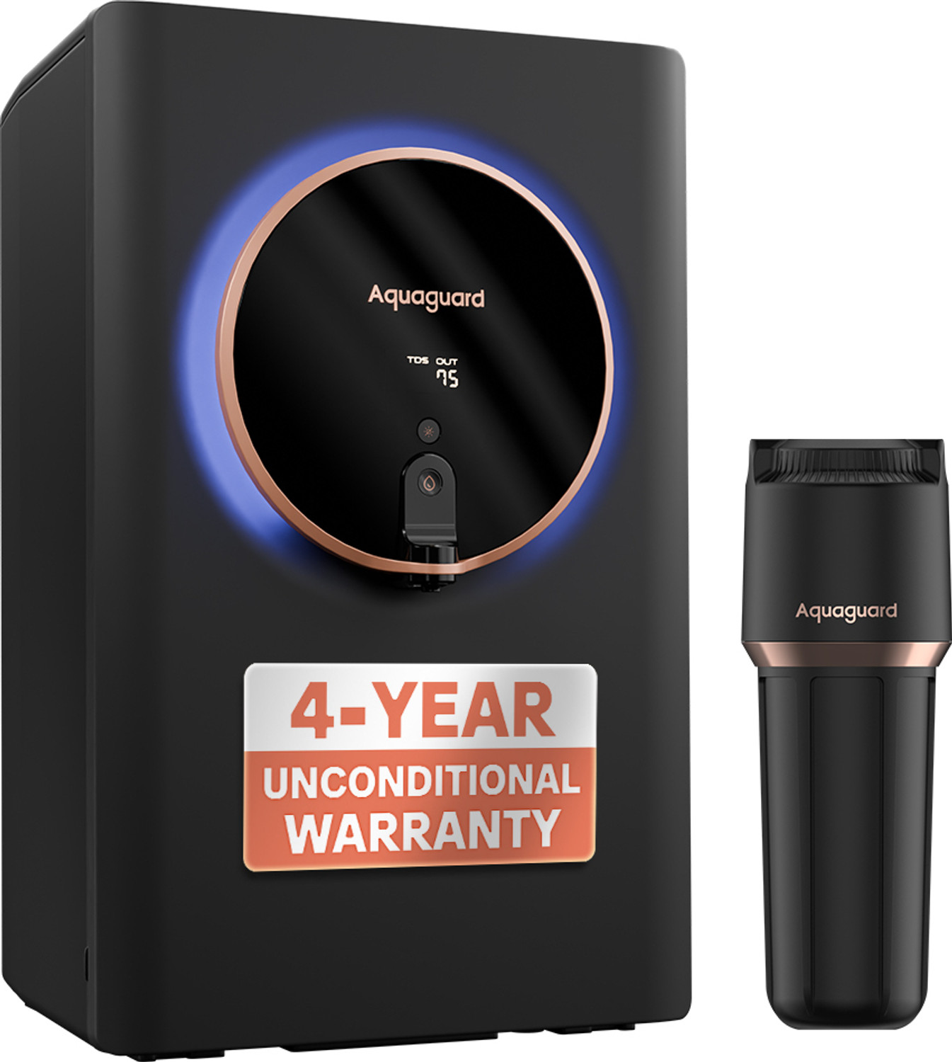 Image of Aquaguard Aspire Glow ROUV CUALK 4X 5 L RO + UV + Alkaline + Copper Water Purifier | Zero Cost Service for 4 Years | Intelligent Halo Lights | No AMC Required | Zero Hidden Costs| Zero Filters Costs | Zero Service Costs| Zero Spares Costs|5th Gen UV LED | 12-Stage Purification