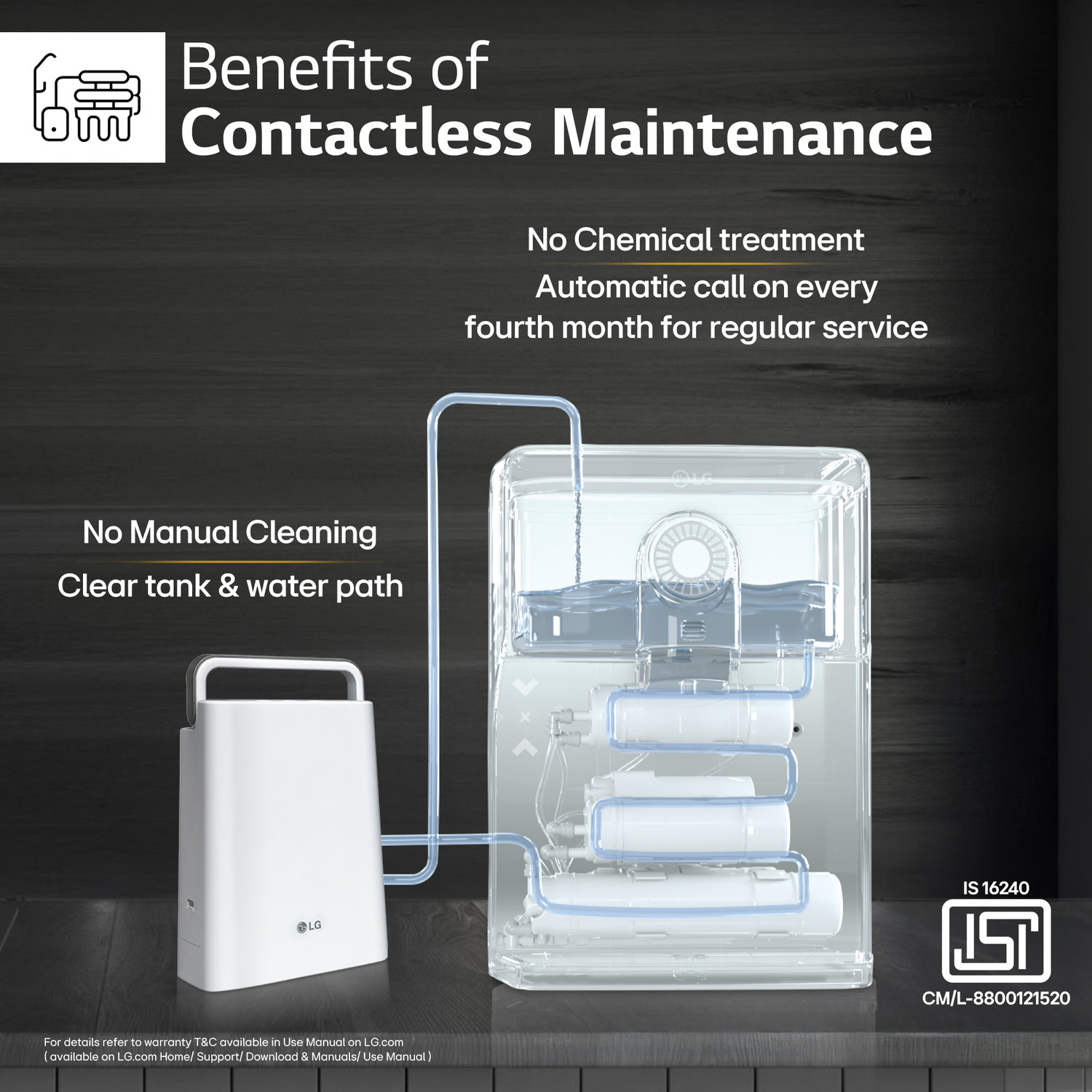 Image of LG WW132NF 8 L RO Water Purifier Dual Protection Airtight Stainless Steel Tank | Digital Sterilizing care | Wall Mount | Multi Stage Filtration Process | Suitable for all - Borewell, Tanker, Municipality Water