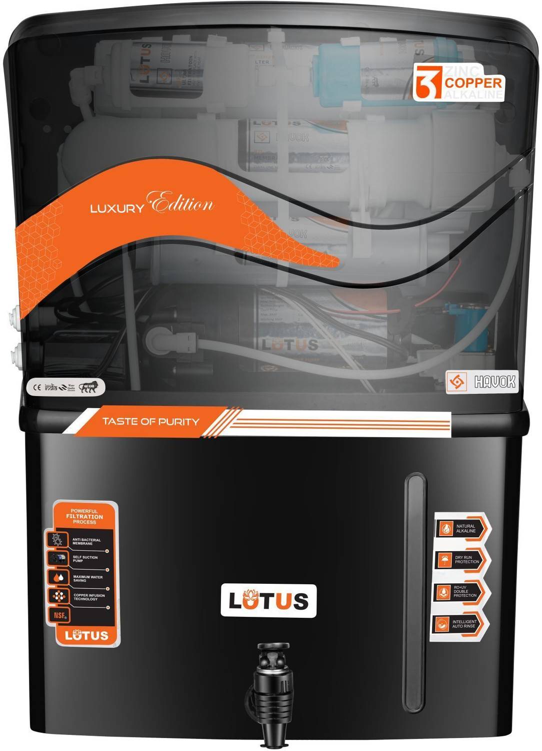 Havok Copper 9 Stage Purification Water purifier 15 L RO + UV + UF + TDS Control Water Purifier