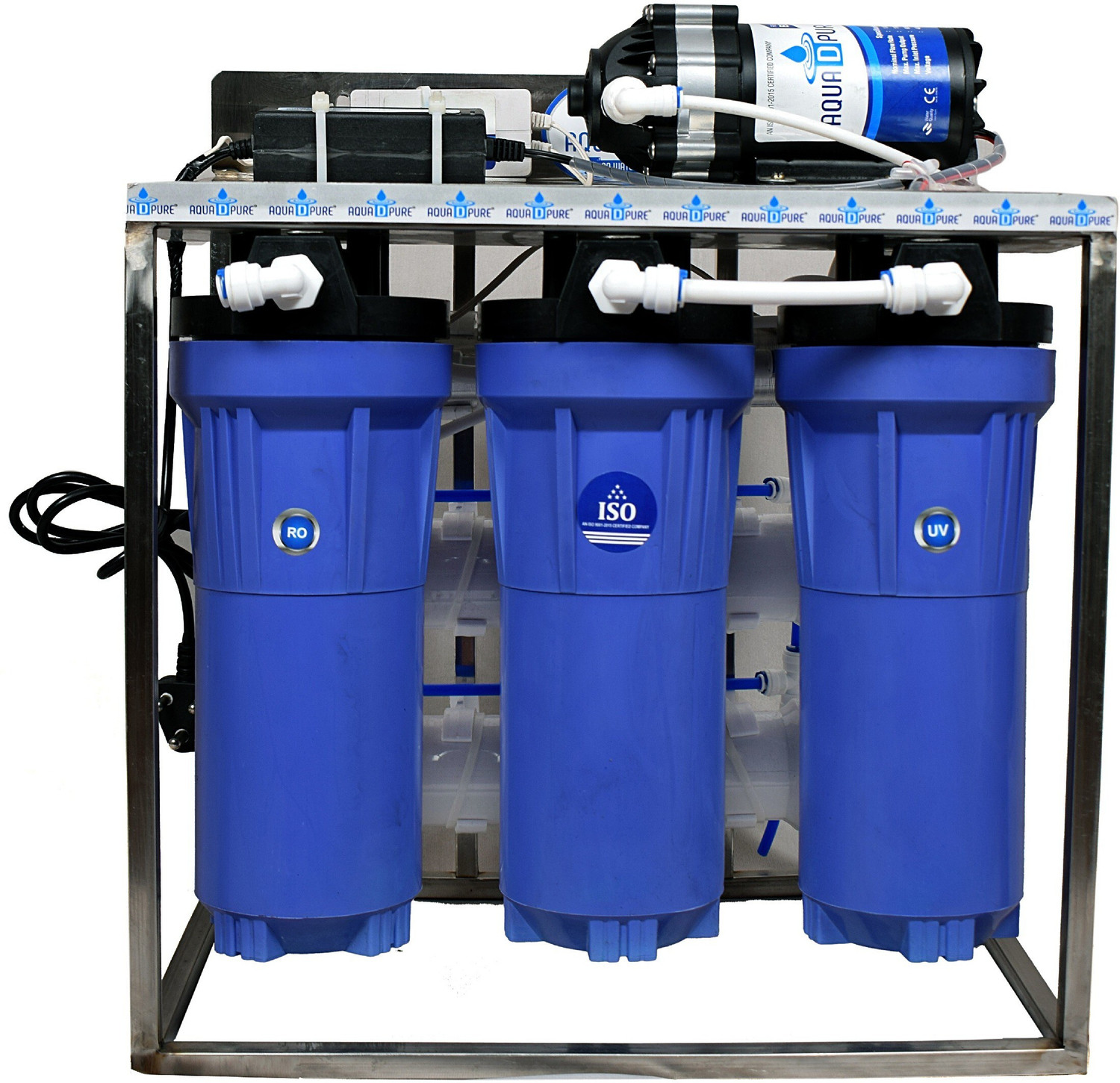 Image of AquaDpure 25 LPH commercial RO water purifier Plant 25 Liter Per Hour Blue Stainless steel Full Automatic with TDS Adjuster 25 L RO + UF Water Purifier