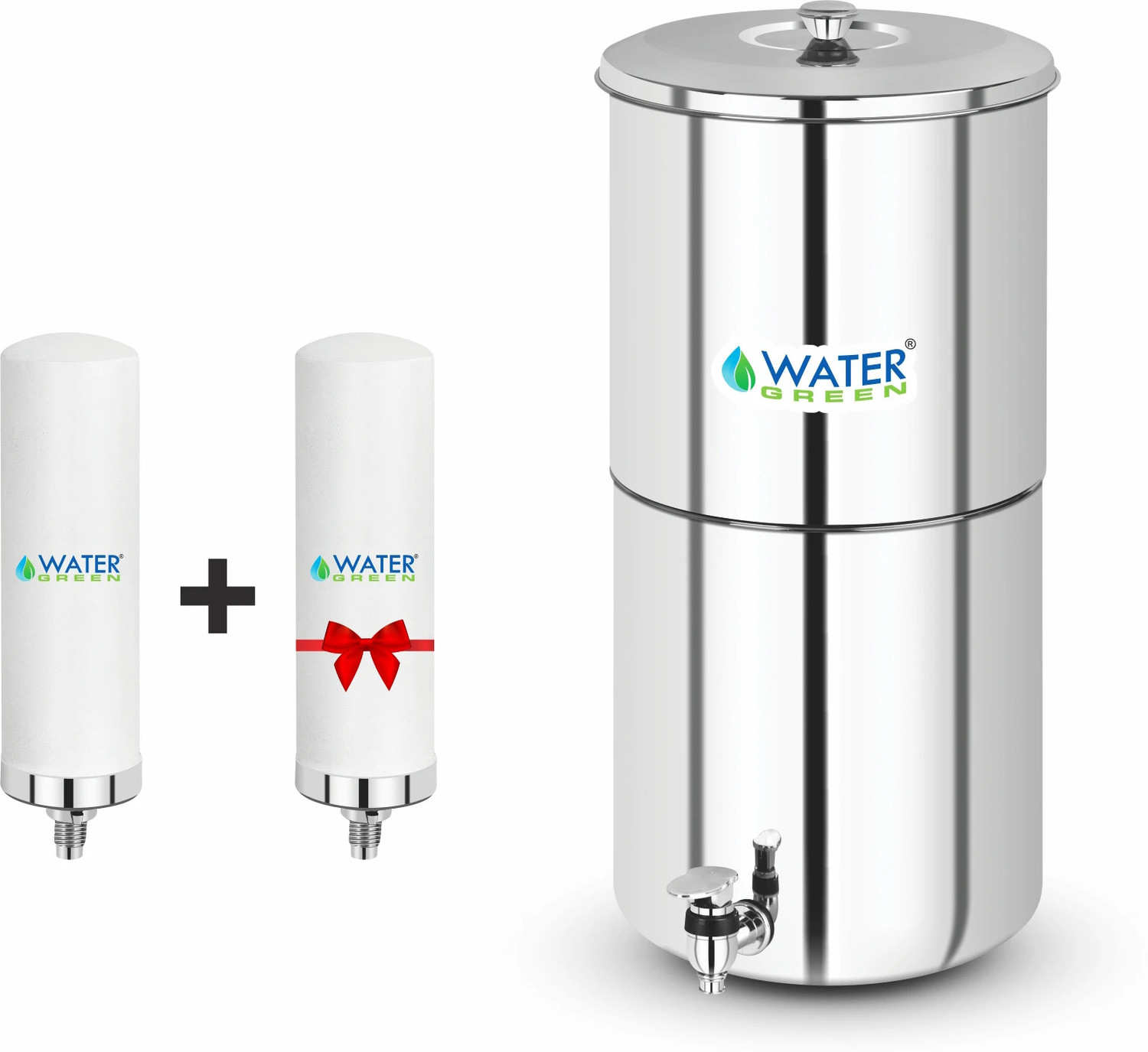 Image of WATER GREEN Free Candle With Stainless Steel 16 L Gravity Based Water Purifier