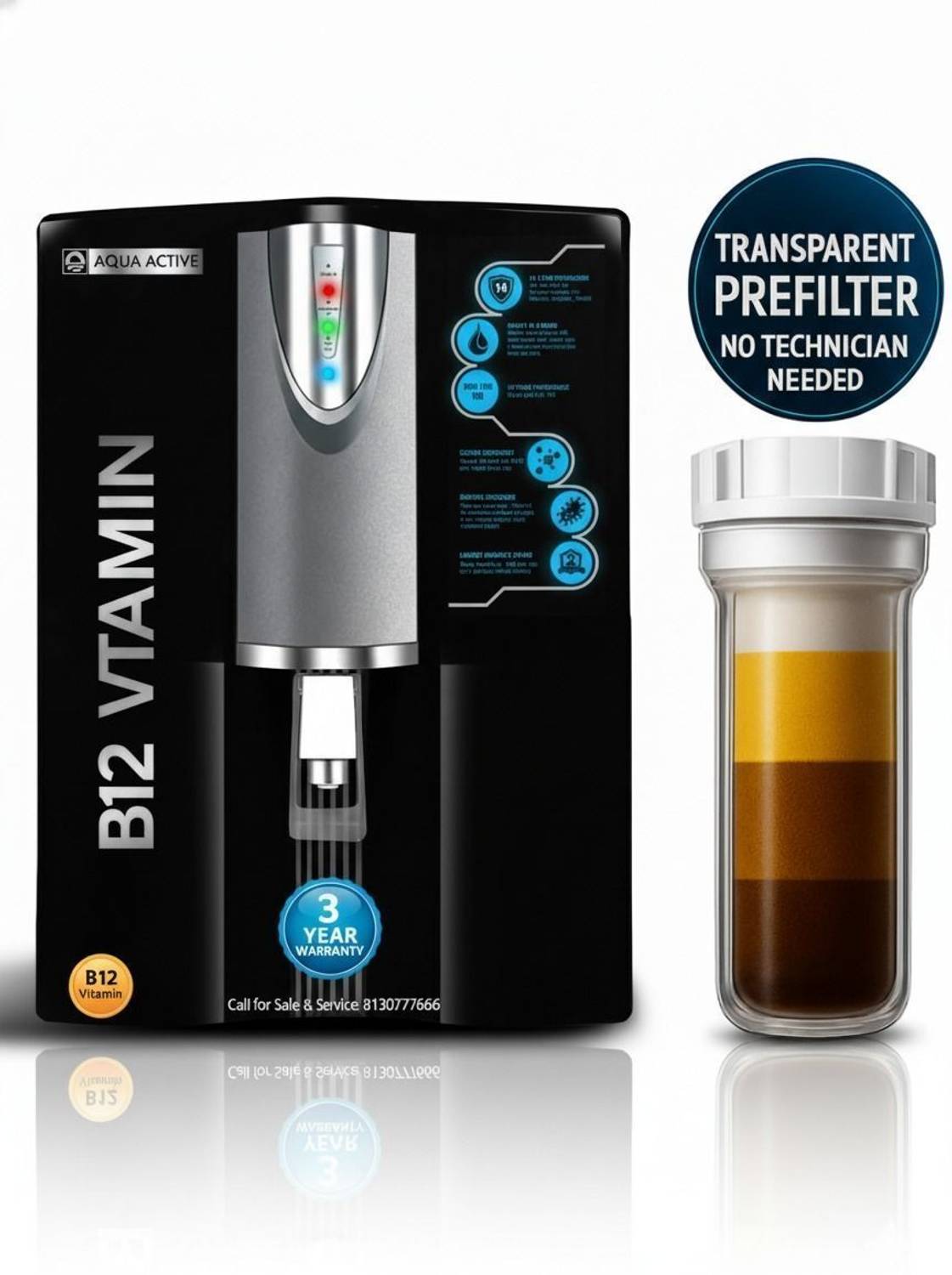 AquaActive MistyROPHUVALKBlack 10 L RO + UV Water Purifier