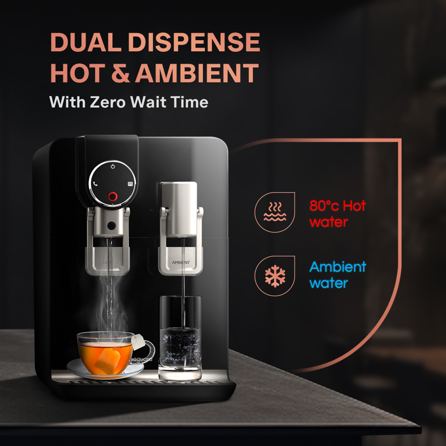Image of Aquaguard Aspire Blaze ROUV CUALK 1X 6 L RO + UV + Alkaline + Copper Water Purifier | Dual Dispense with Instant Hot Water at 80�C & Ambient Water | Active Copper & Alkaline Boost | Dual Stainless Steel Tanks | 10-Stage Purification | Suitable for All Water Sources