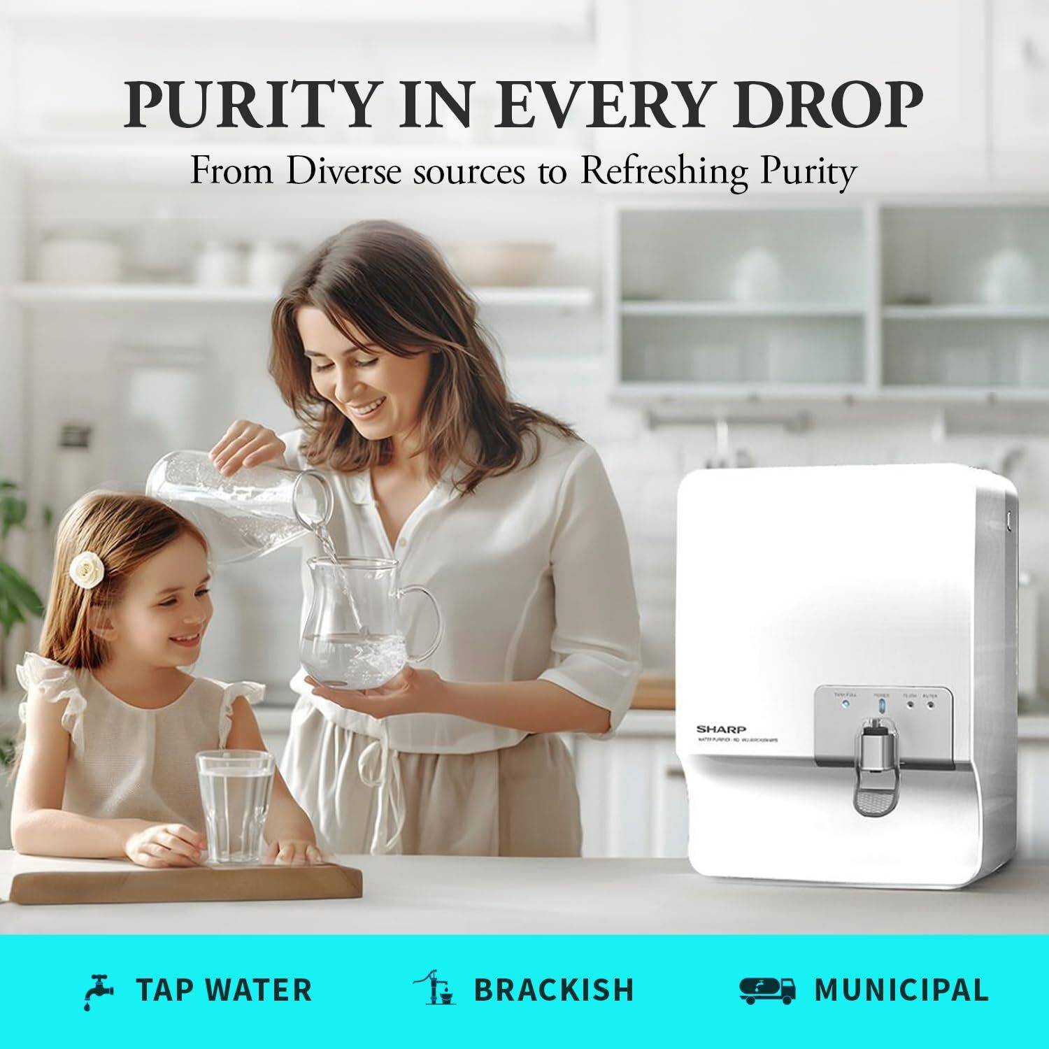 Sharp WJ-RR065V-WS 7 L RO + UV + Silver + TDS Control Water