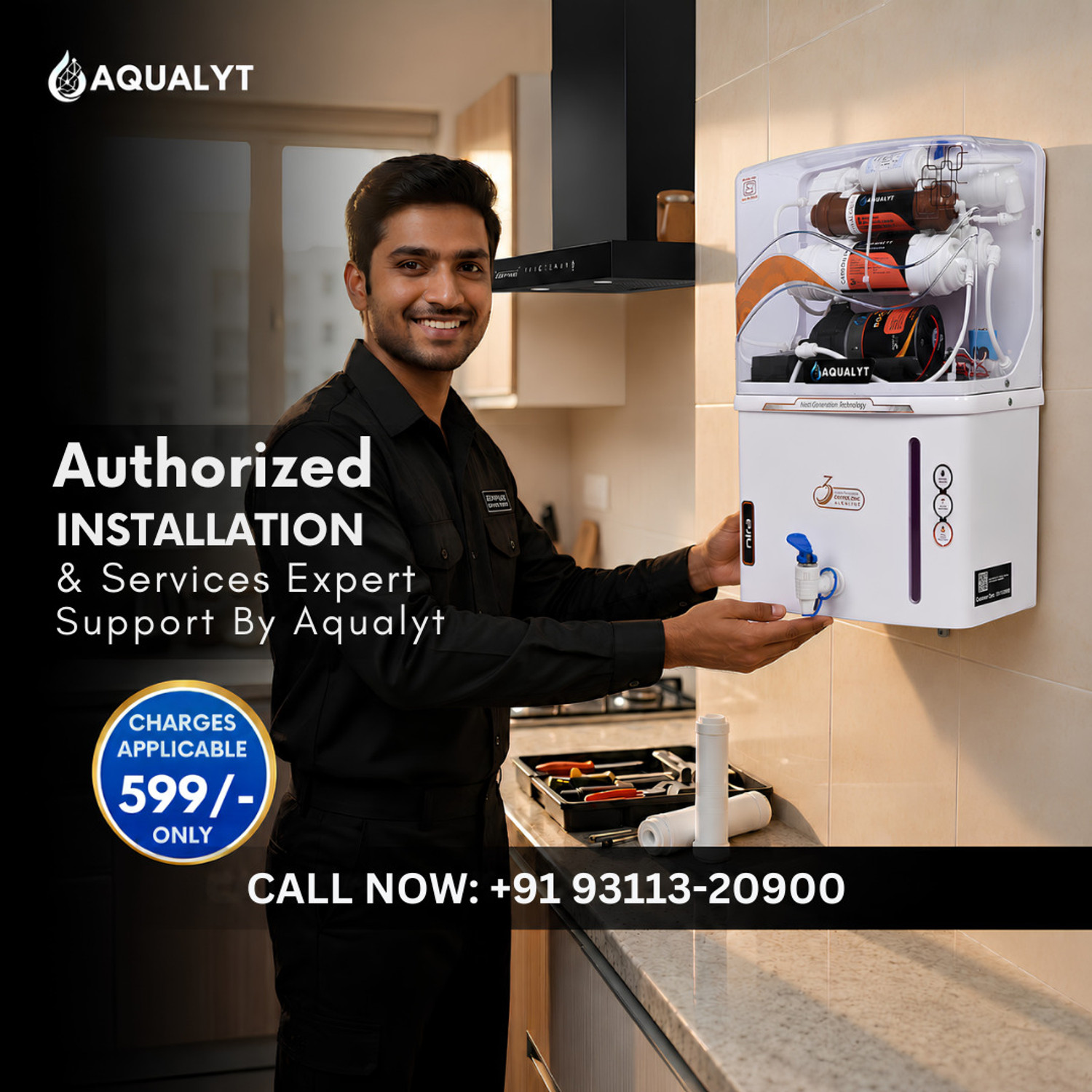 Image of AQUALYT Nira RO+UV+UF+TDS+Copper Alkaline Purifier for Tap, Municipal & Borewell Water 15 L RO + UV + UF + Copper + Alkaline + TDS Control Water Purifier (Black)