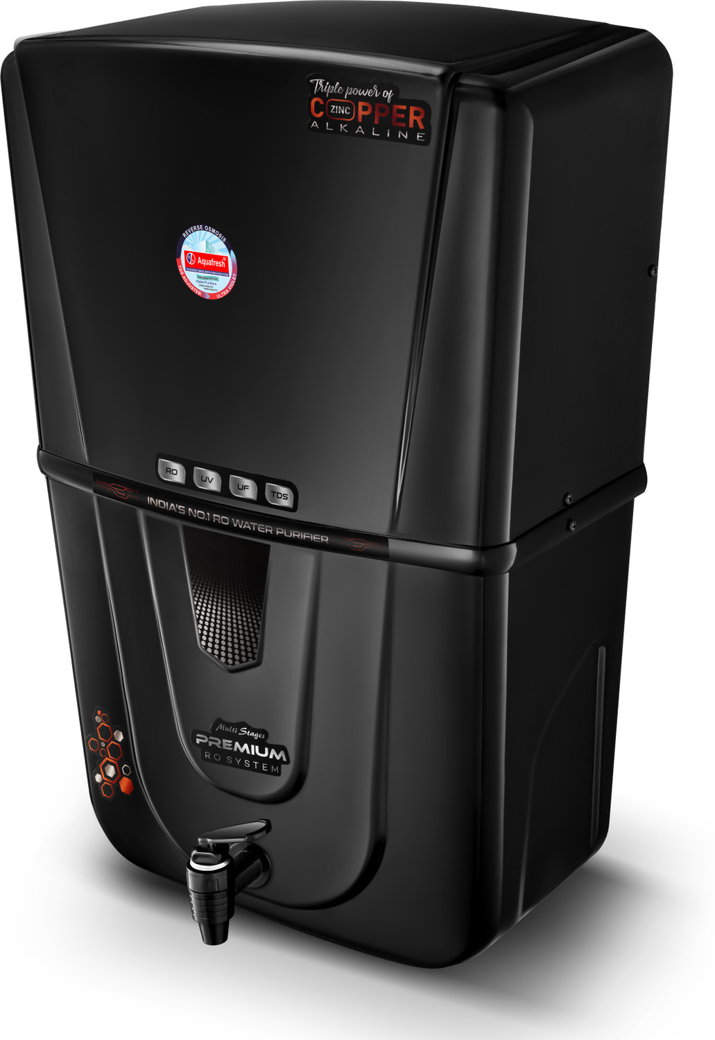 Image of Aqua Fresh Crunch Black 18 L RO + UV + UF + Copper + Alkaline + TDS Control Water Purifier