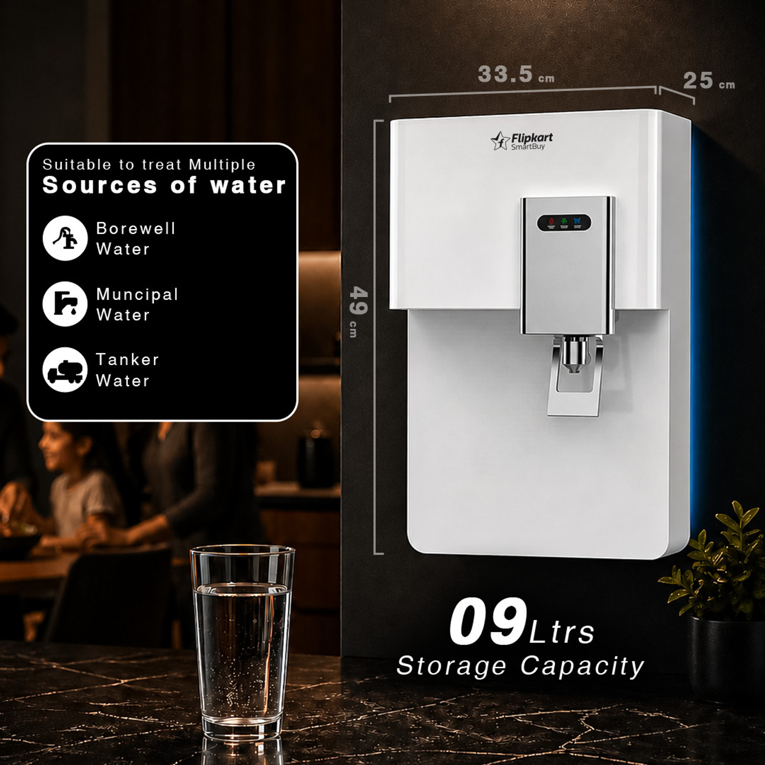 Image of Flipkart SmartBuy PureAura |Needs No Service for 2 Years | 9 L RO + UV + UF + Copper + Alkaline + Minerals Water Purifier