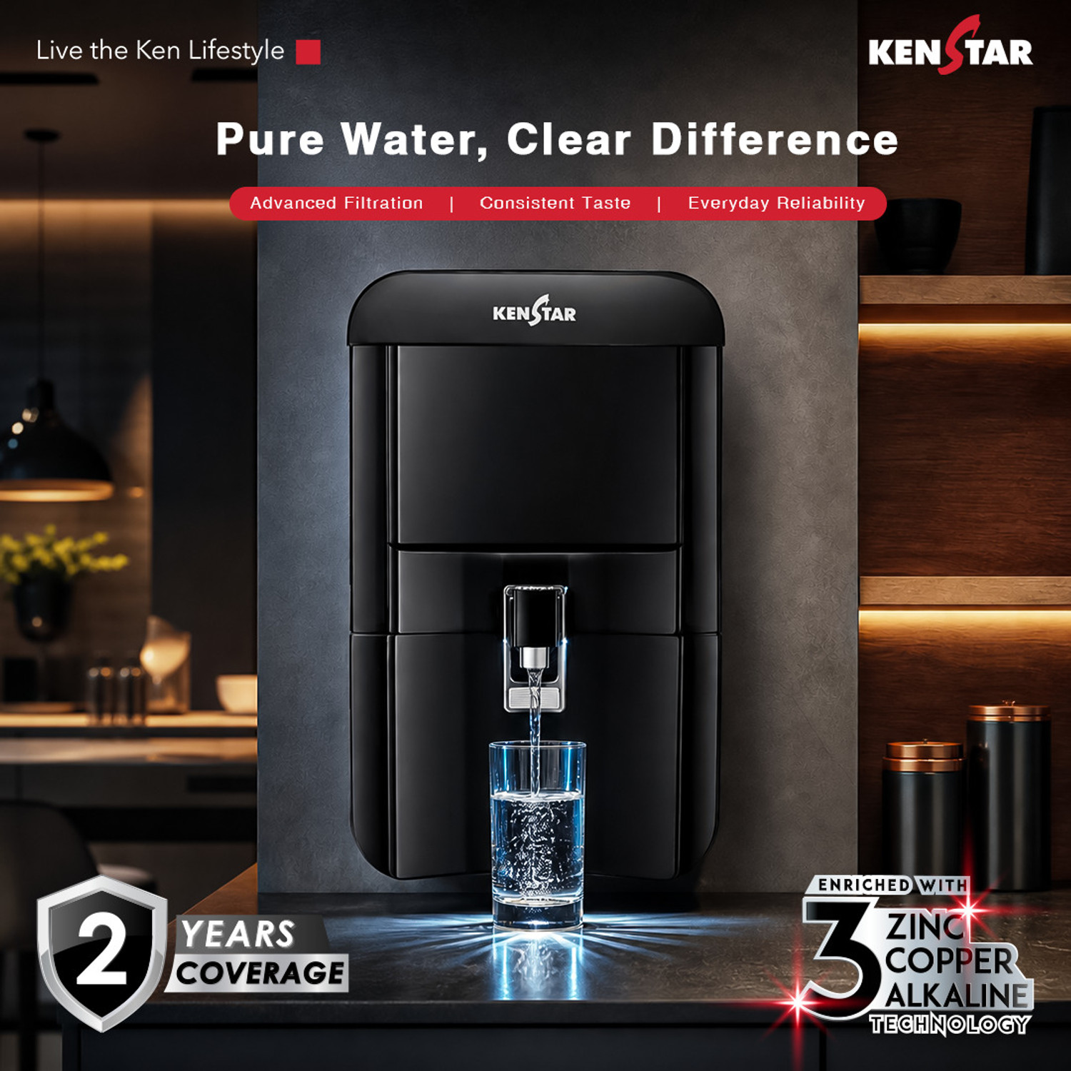 Image of Kenstar PureVenta | Needs No Service For 2 Years| 8 L RO + UV + UF + Copper + Alkaline + Minerals Water Purifier