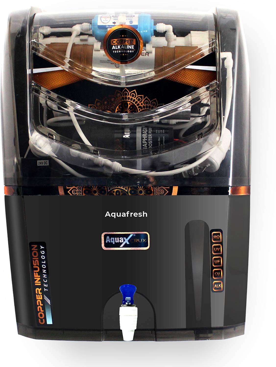 Aqua Fresh AquaXcrux smoke 14ltr + water Filter 14 L RO + UV + UF + TDS Control Water Purifier with Prefilter