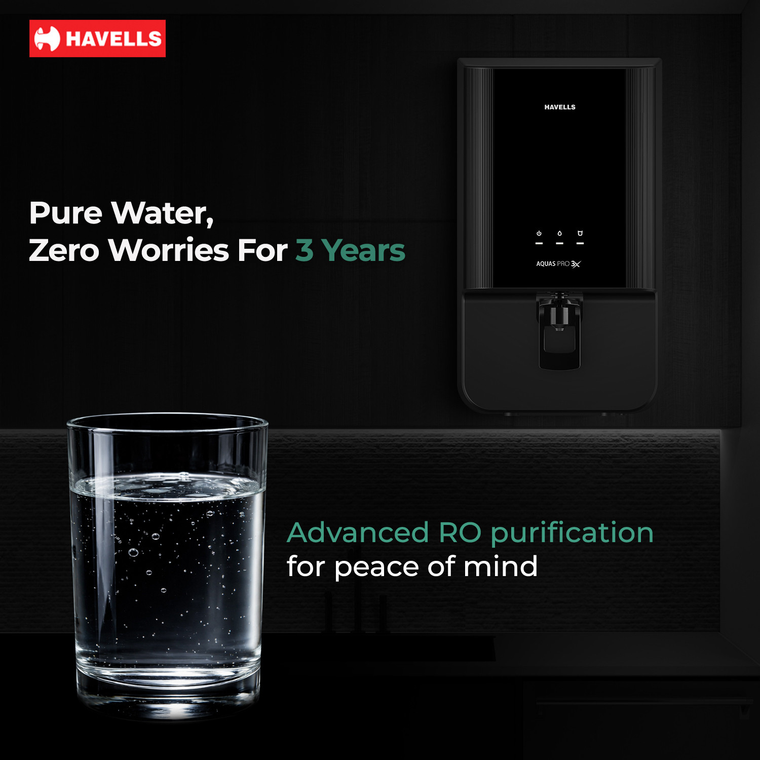 Image of HAVELLS Aquas Pro 3X 7 L RO + UV Water Purifier