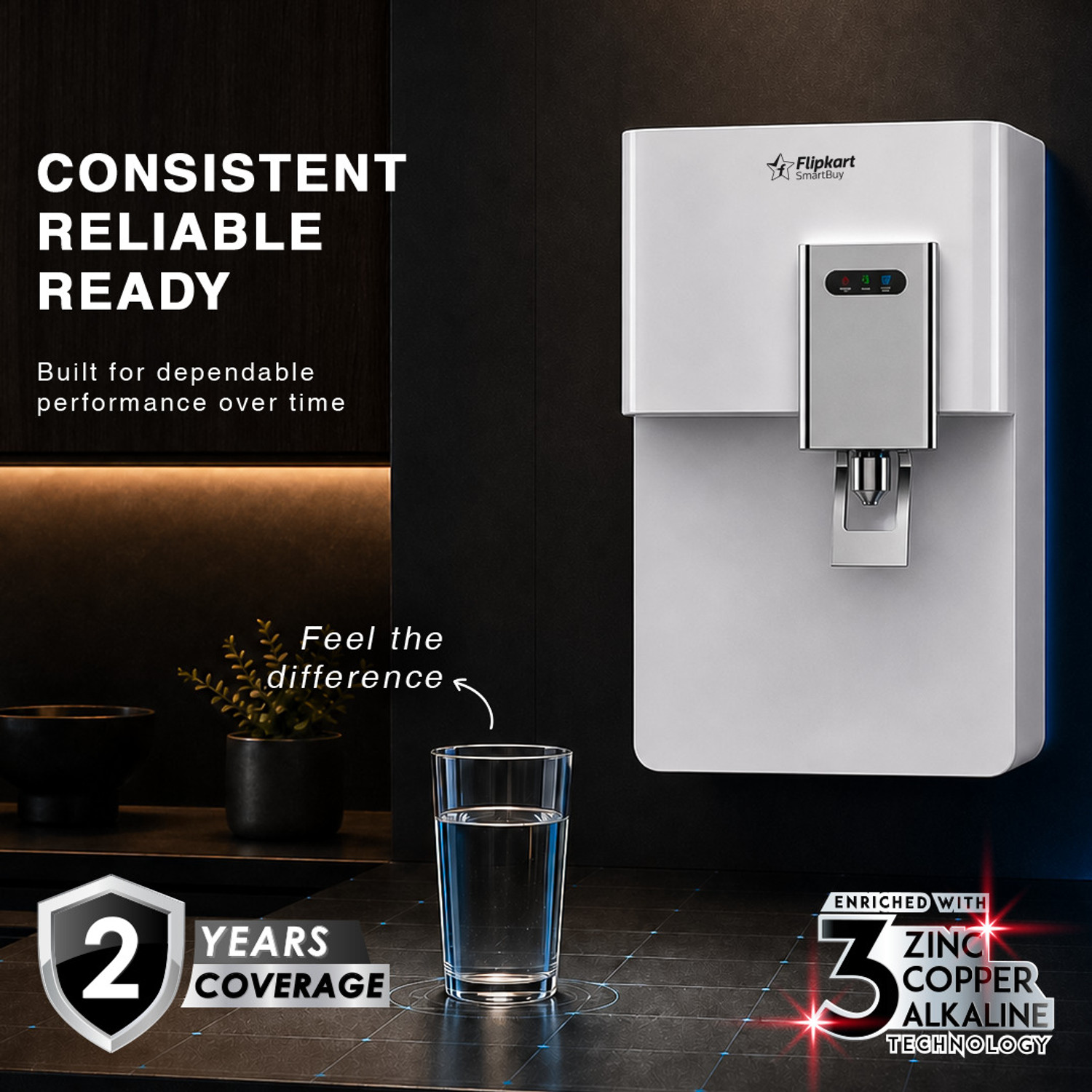 Image of Flipkart SmartBuy PureAura |Needs No Service for 2 Years | 9 L RO + UV + UF + Copper + Alkaline + Minerals Water Purifier