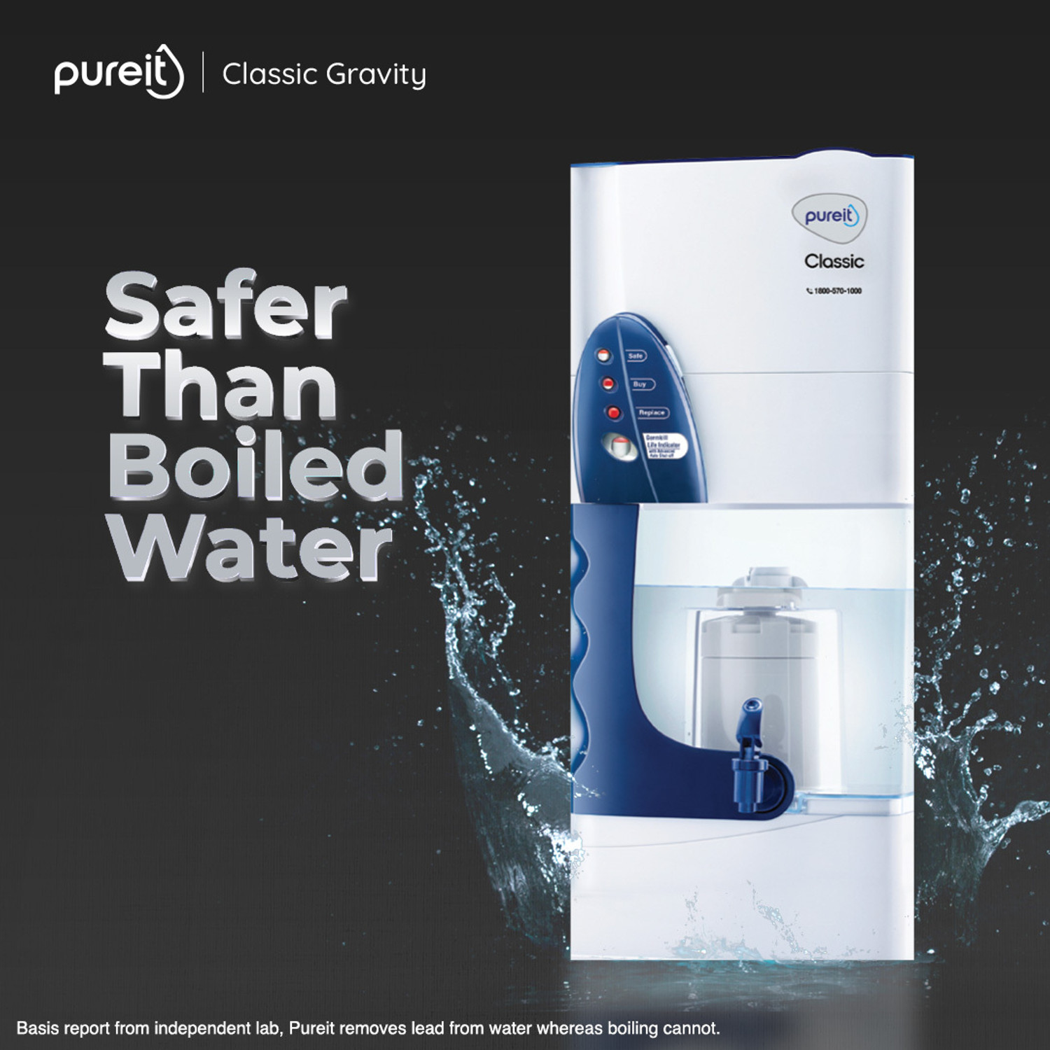 Image of Pureit Classic 23 L Gravity Based Water Purifier | Activated Carbon Filtration | No Electricity Required | Multi-Stage Purification: Uses programmed Germ Kill technology