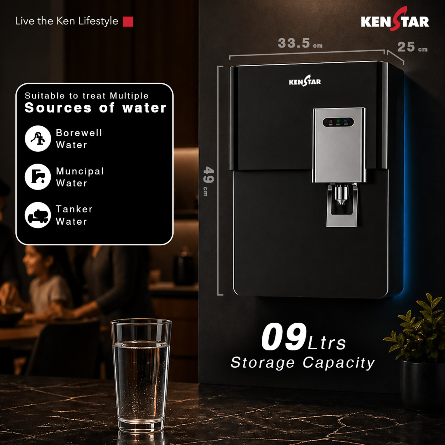 Image of Kenstar PureAura 9 L RO + UV + UF + Copper + Alkaline Water Purifier