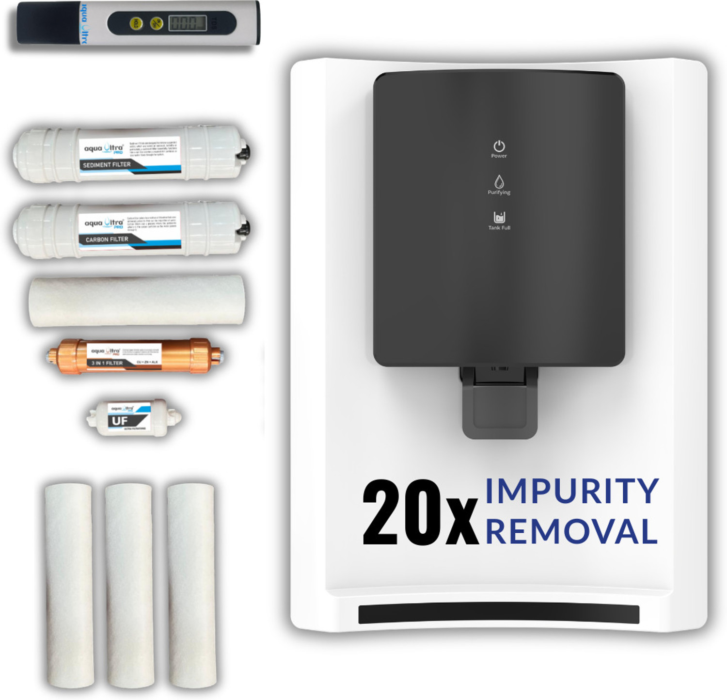 Image of Aquaultra CANIX With ALL-IN-ONE KIT (20x Impurity Removal vs Local Purifiers) 9 L RO + UV + Alkaline + Minerals Water Purifier