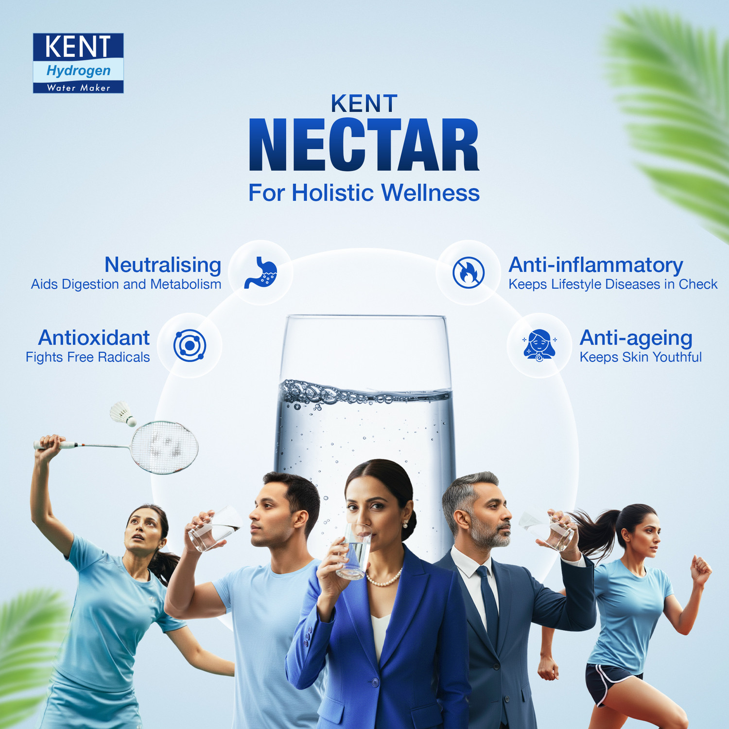 Image of KENT Nectar Water Ionizer|Make Pure Water Hydrogen Rich+Alkaline Water | 2 L Gravity Based Water Purifier