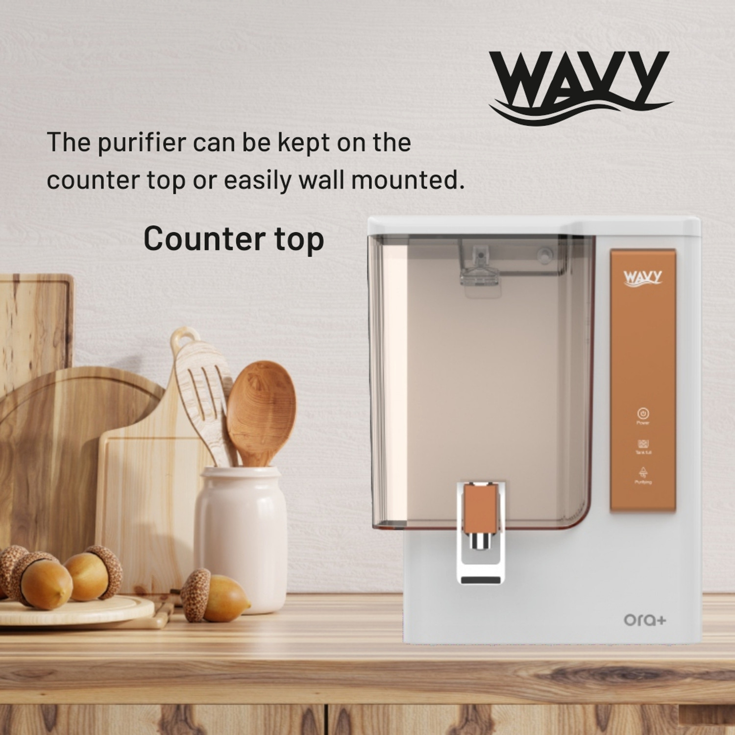 Image of wavy Ora+|8-Stage Filtration |20 ltr RO+UV+COPPER+Alkaline + TDS enhancer 20 L RO + UV + UF + Copper + Alkaline + TDS Control Water Purifier