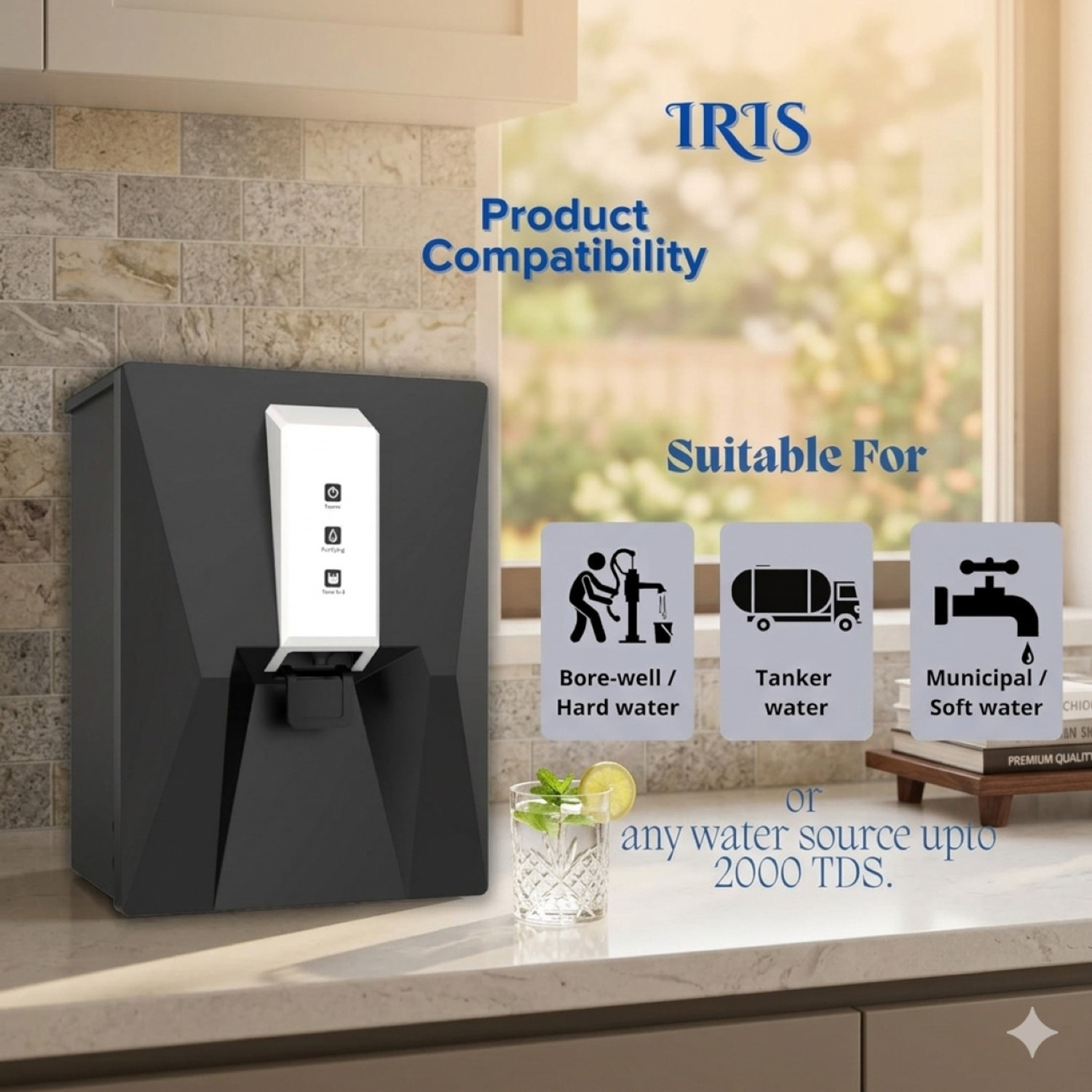 Image of Aquagrand IRIS RO Water Purifier| (ISI, BIS Certified) Needs No Service & 2Years Warranty 9 L RO + UV + UF + Copper + TDS Control Water Purifier