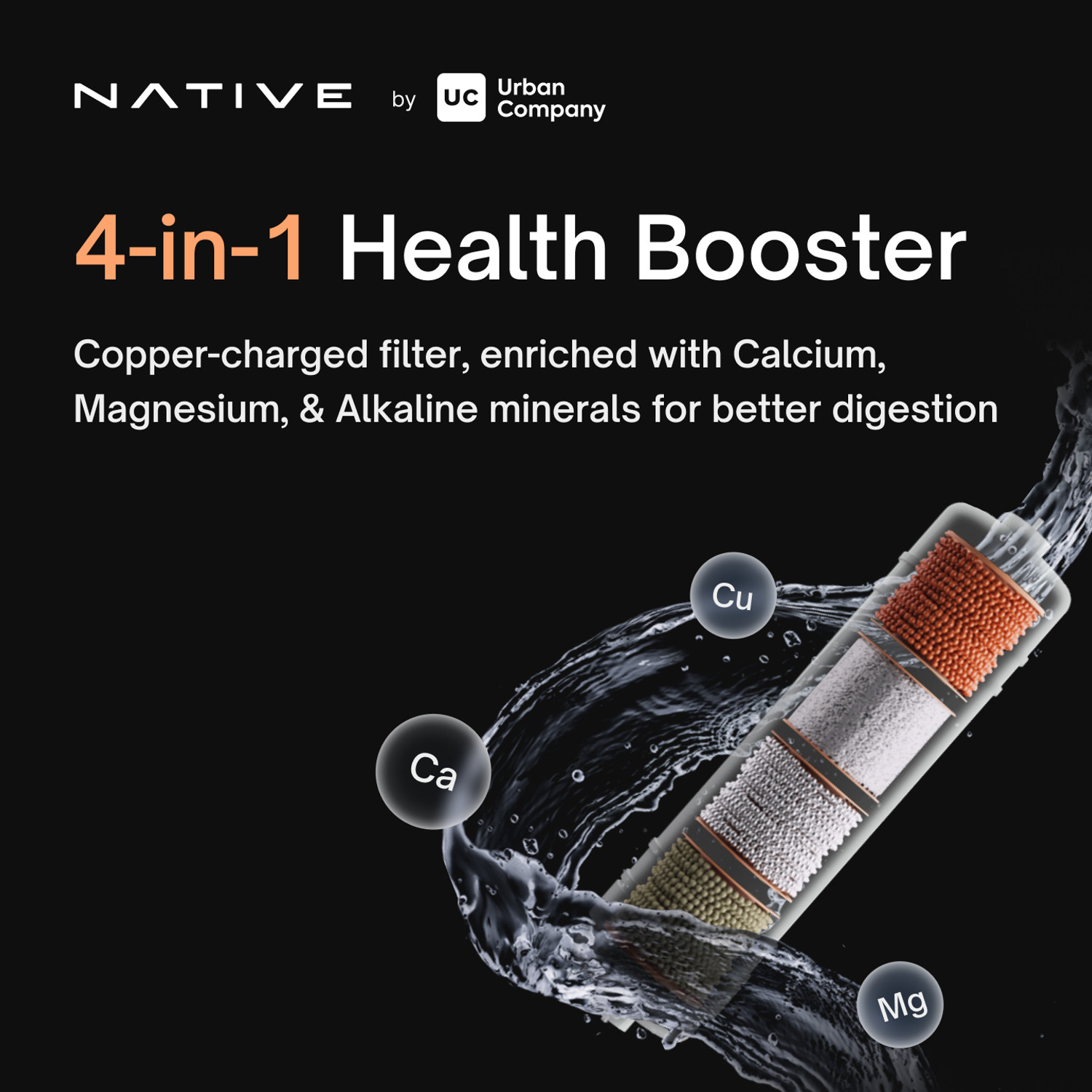 Image of NATIVE By Urban Company M1 Copper | Needs no service for 2 years | 10-stage Purifier 8 L RO + UV + UF + TDS + ALK + Copper Water Purifier