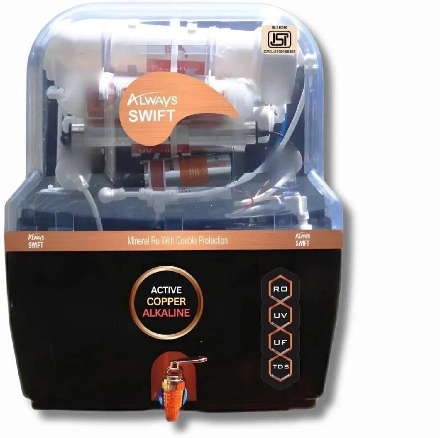 Always Swift Copper 7 Stage Water Puriffication 15 L RO + UV + UF + Copper + TDS Control Water Purifier