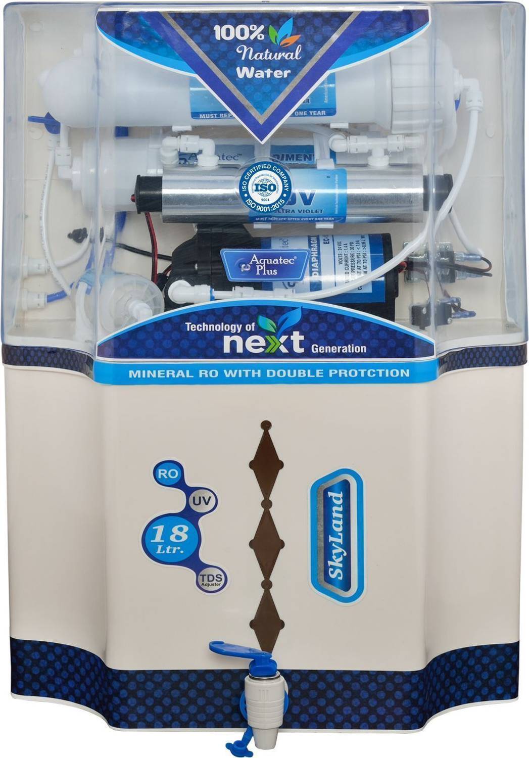 Aquatec Plus Skyland 18 L RO + UV + UF + TDS Control Water Purifier ISI Certified