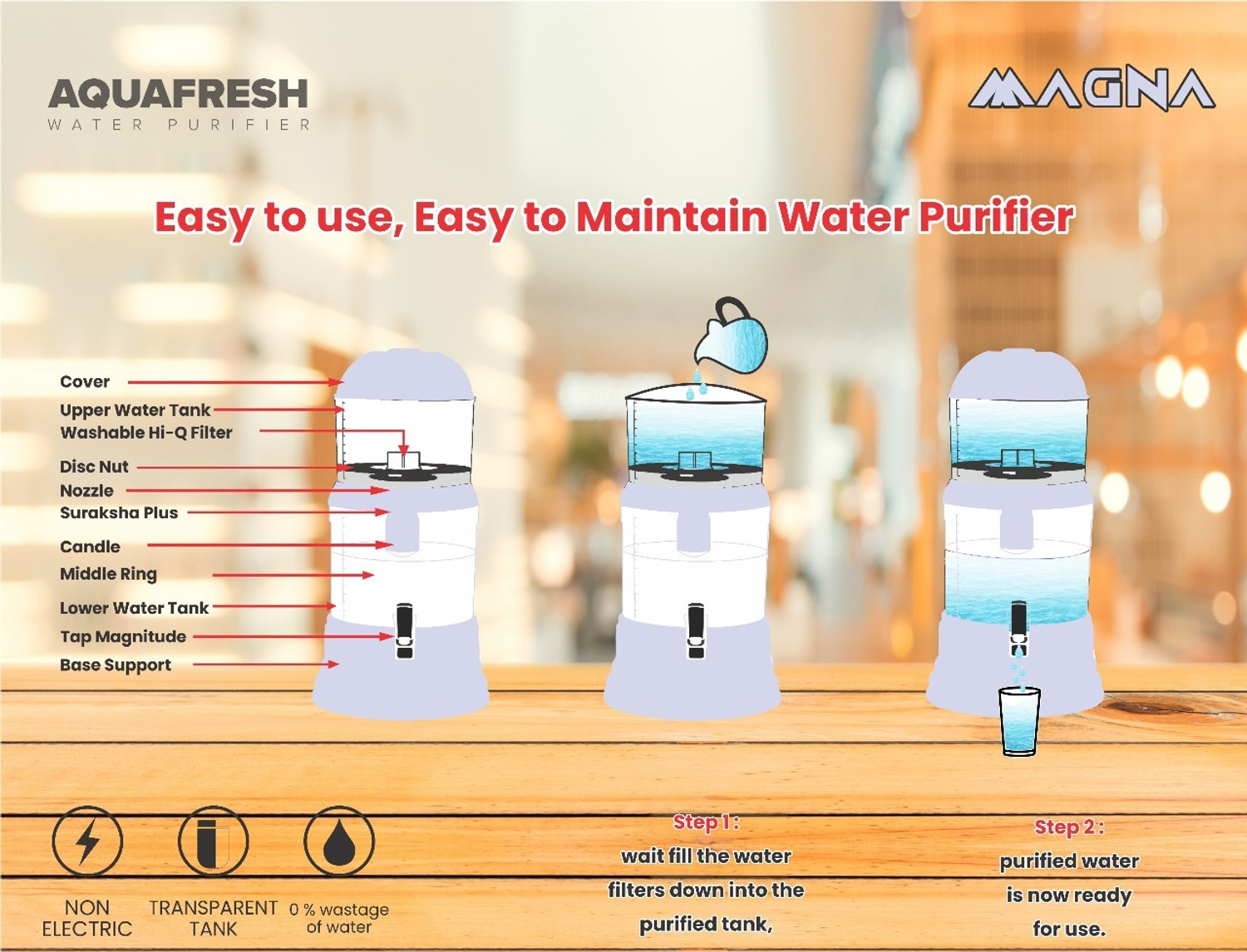 Image of Aqua Fresh MINERAL POT GRAVITY BASED NON ELECTRIC WATER PURIFIER 16 L Gravity Based Water Purifier