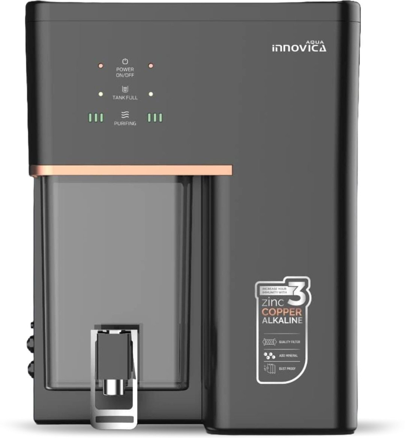 Image of b.h aqua water solutions B.H Aqua Innovica RO | Mirror Black | 8 Stages Nxt Gen Technology | 10L Capacity 10 L RO + UV + UF + Copper + Alkaline + Copper + Zinc Water Purifier