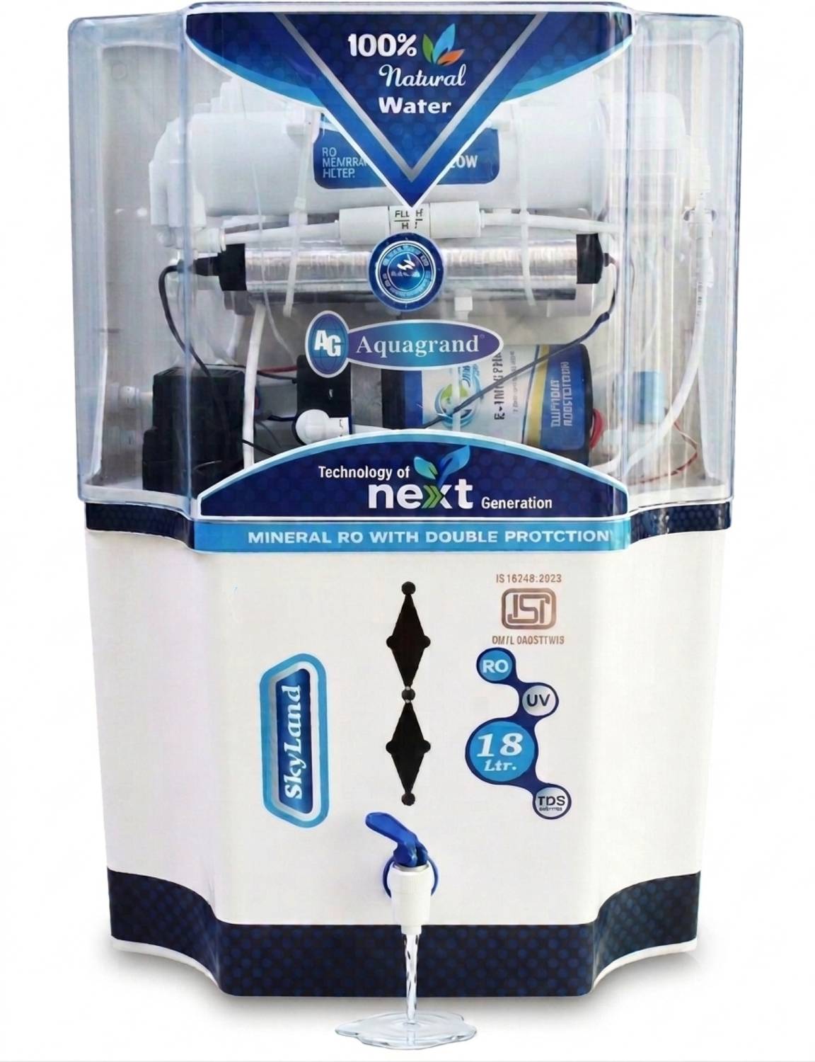 Aquagrand SkyLand 18 Ltr RO + UV + UF + TDS Water Purifier 18 L RO + UV + UF + TDS Control Water Purifier