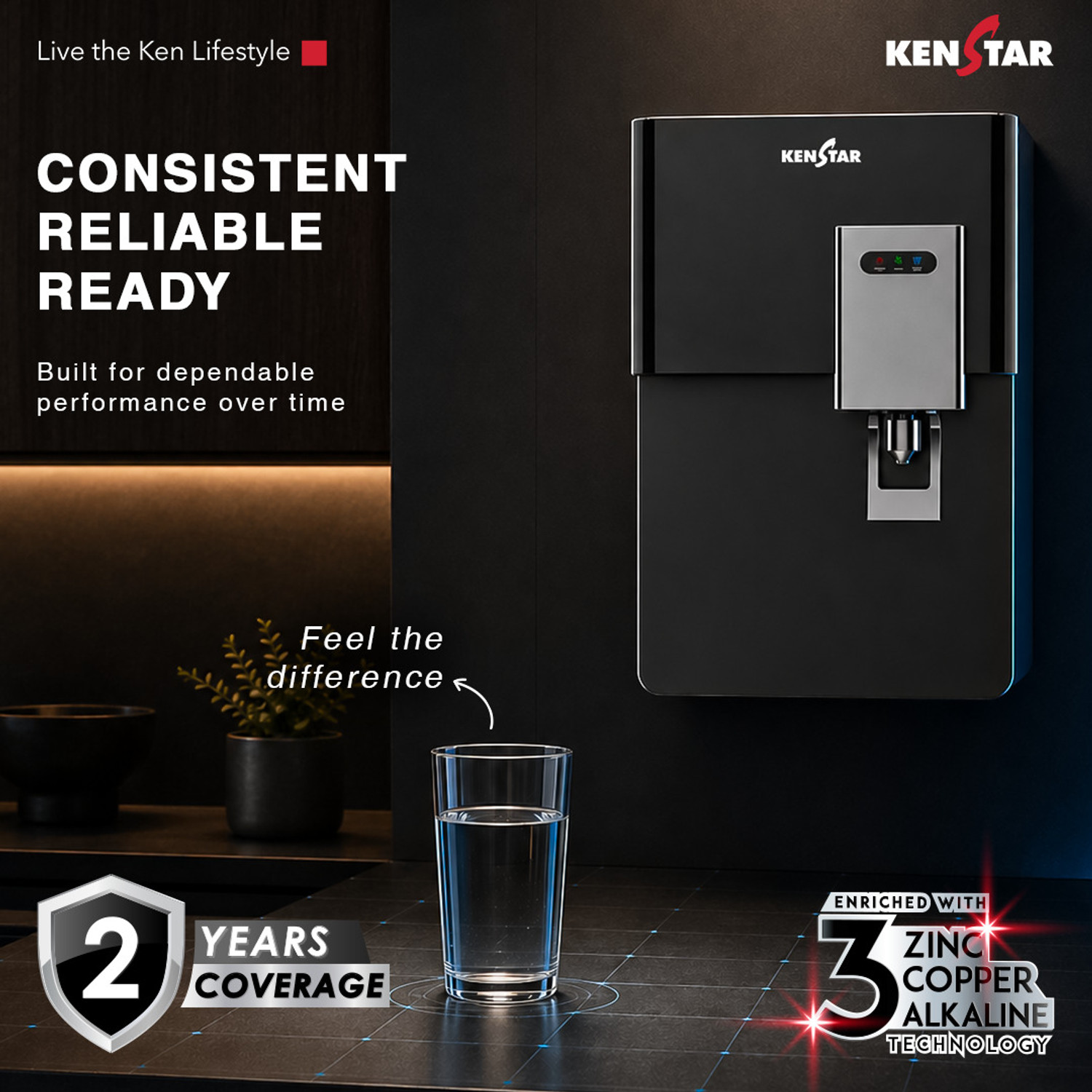 Image of Kenstar PureAura 9 L RO + UV + UF + Copper + Alkaline Water Purifier