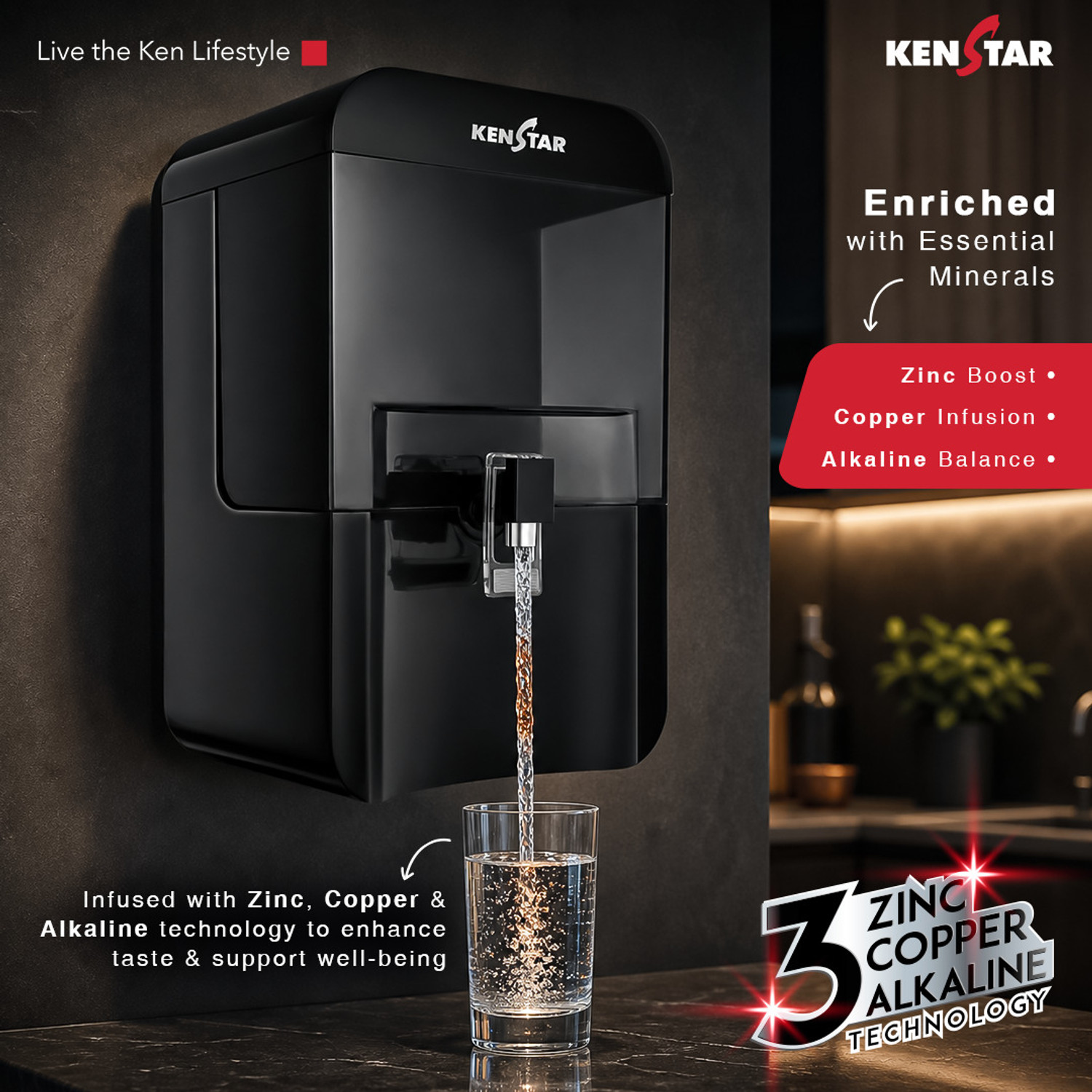 Image of Kenstar PureVenta | Needs No Service For 2 Years| 8 L RO + UV + UF + Copper + Alkaline + Minerals Water Purifier