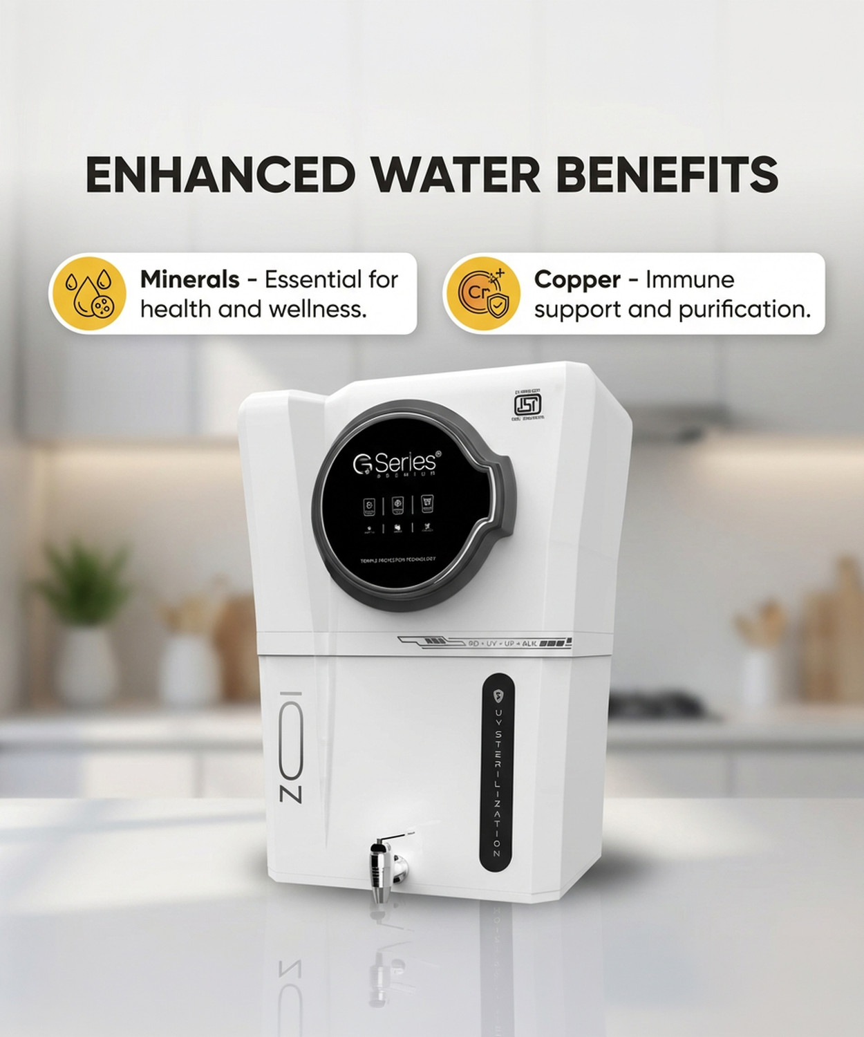 Image of G Series Zoi 12 L RO + UV + UF + Copper + Minerals Water Purifier