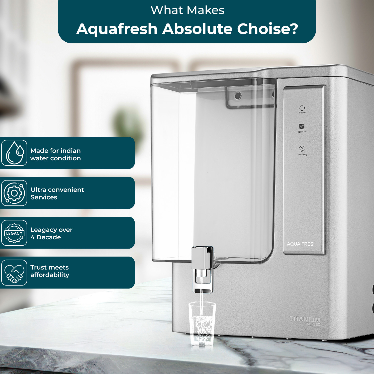 Image of Aqua Fresh Titanium Silver 2 Years Warranty India 1st BIS (IS 16240 :2023) CM /L8100159306 8 L RO + UV + UF + Copper + Alkaline + TDS Control Water Purifier