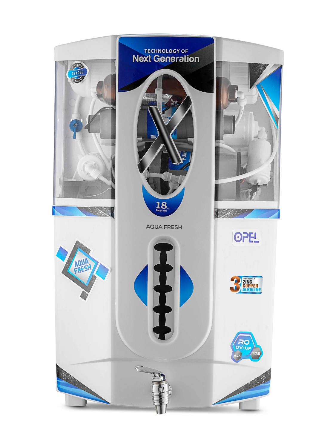 Aqua Fresh Copper opel 18 ltr +water filter 18 L RO + UV + UF + TDS Control Water Purifier with Prefilter