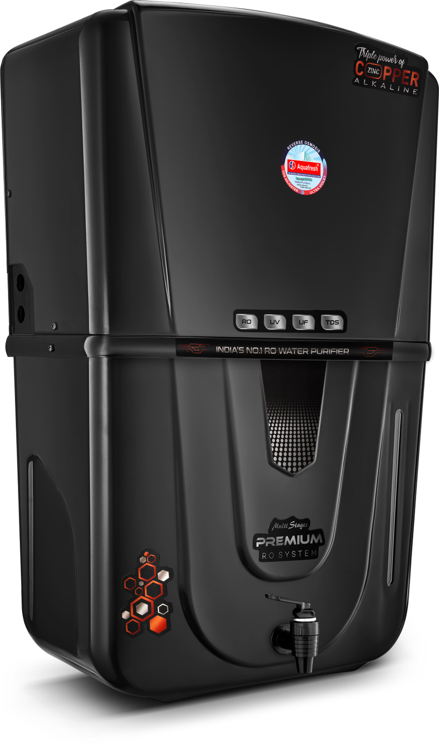 Image of Aqua Fresh Crunch Black 18 L RO + UV + UF + Copper + Alkaline + TDS Control Water Purifier