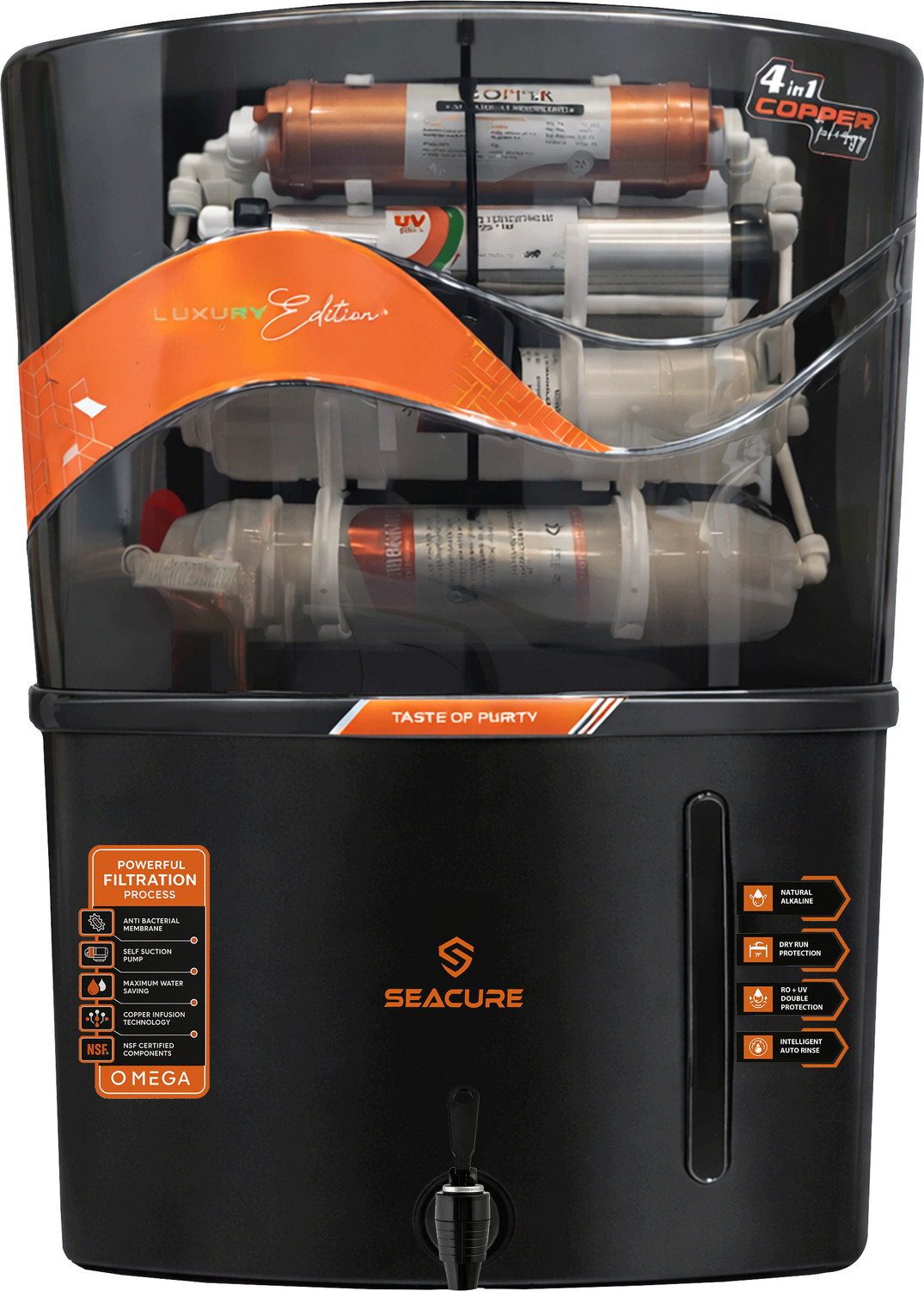 Image of Seacure 4-in-1 Copper + UF Water Purifier with 7 Stage Purification 12 L UV + UF + Copper Water Purifier