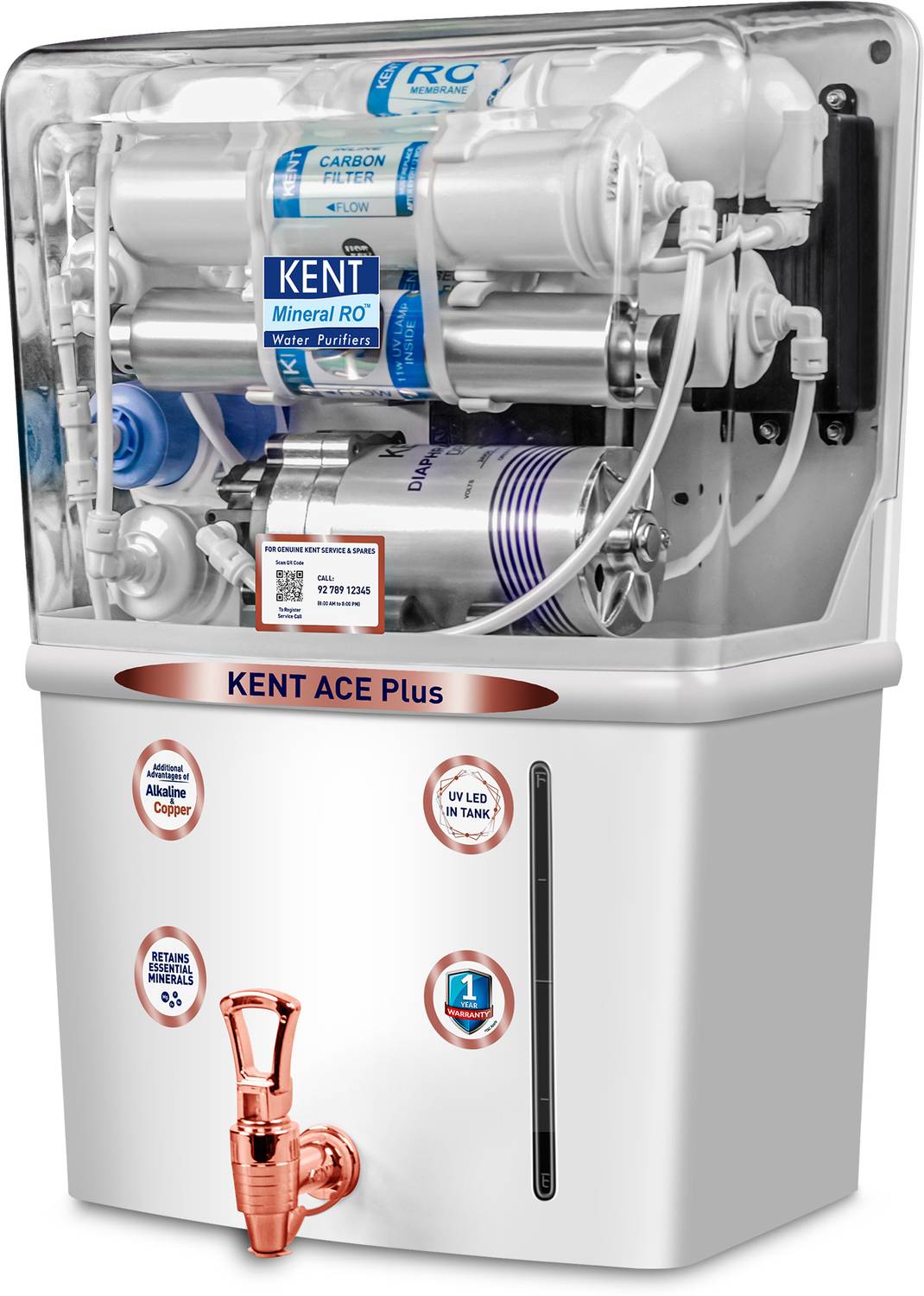 KENT Ace Plus Alkaline+Copper 8 L RO + UV + UF + Copper + Alkalin